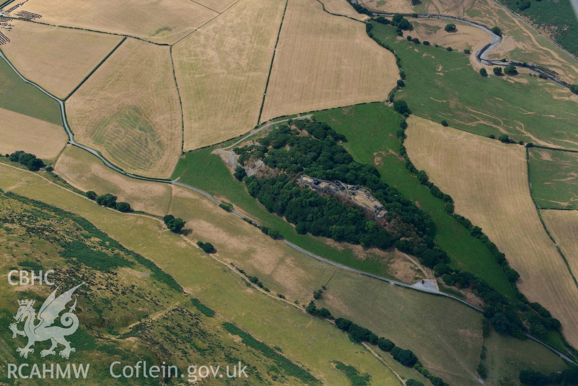 Castell y Bere. Oblique aerial photograph taken during the Royal Commission’s programme of archaeological aerial reconnaissance by Toby Driver on 10 July 2018.