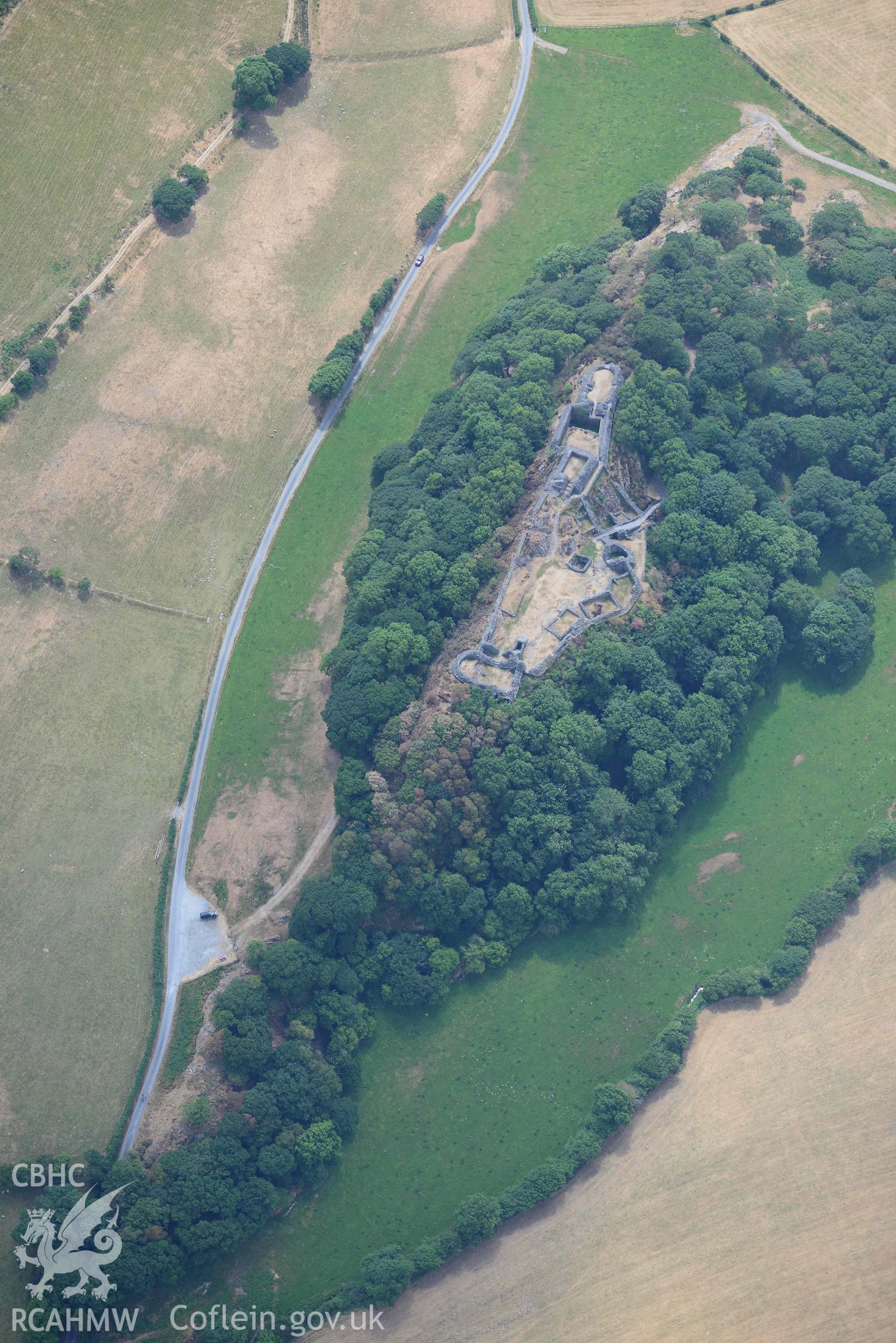 Castell y Bere. Oblique aerial photograph taken during the Royal Commission’s programme of archaeological aerial reconnaissance by Toby Driver on 10 July 2018.