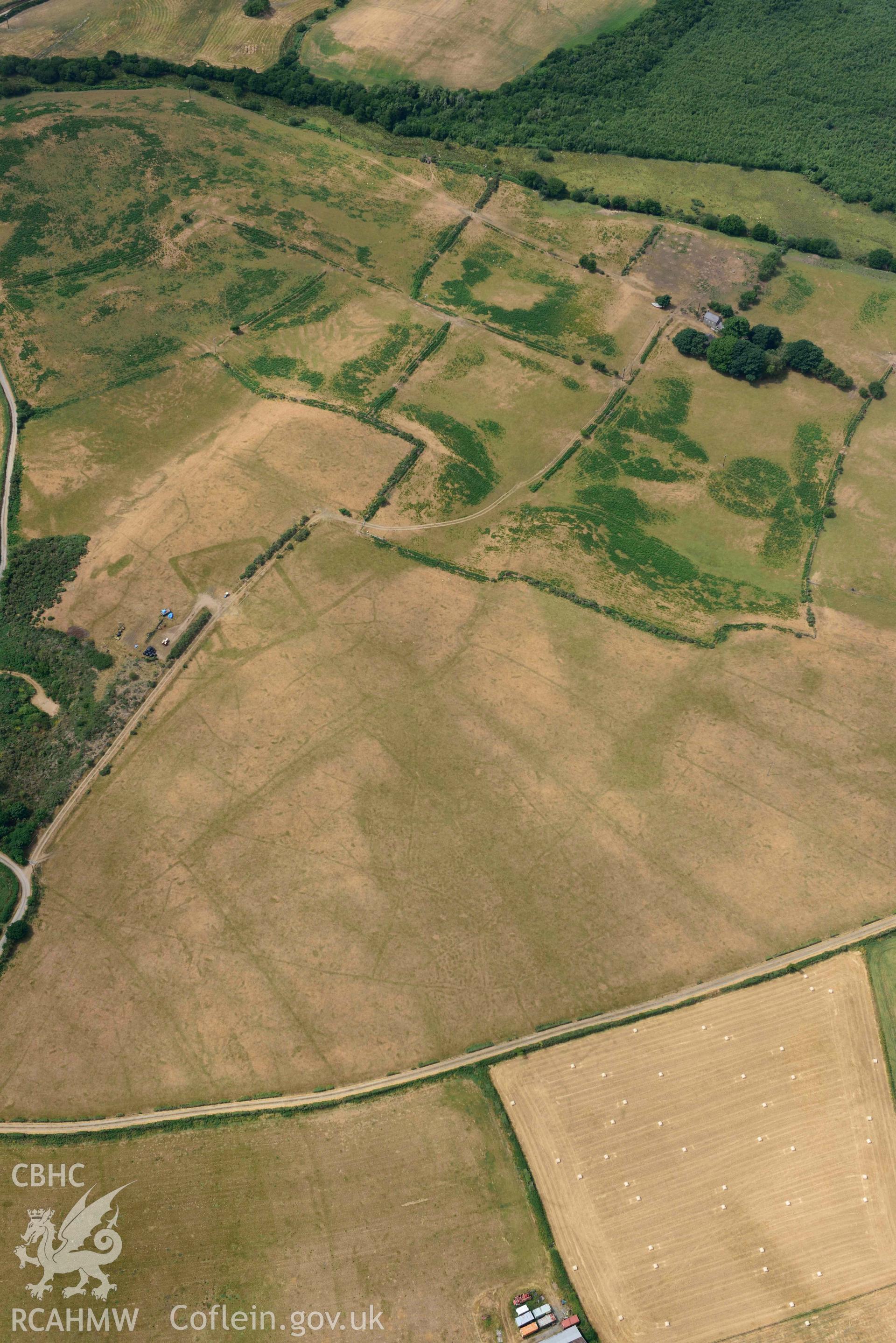 Pen Bryn Adda field system. Oblique aerial photograph taken during the Royal Commission’s programme of archaeological aerial reconnaissance by Toby Driver on 10 July 2018.