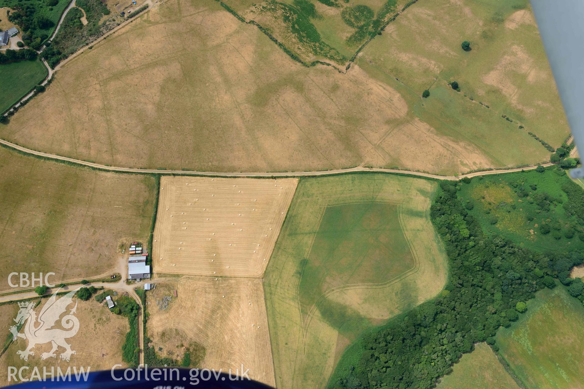 Pen Bryn Adda field system. Oblique aerial photograph taken during the Royal Commission’s programme of archaeological aerial reconnaissance by Toby Driver on 10 July 2018.