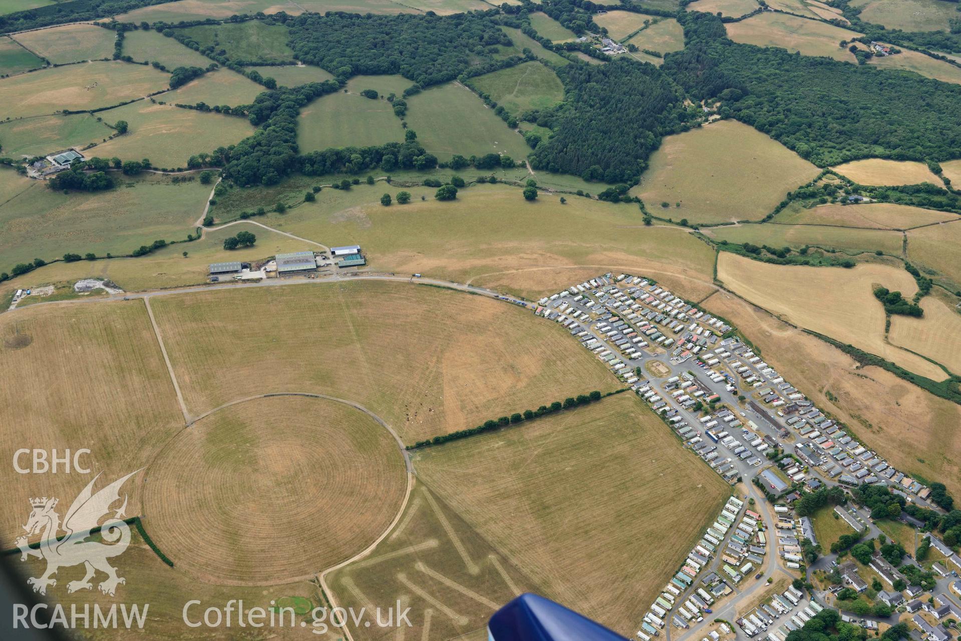 Penrhos Airfield. Oblique aerial photograph taken during the Royal Commission’s programme of archaeological aerial reconnaissance by Toby Driver on 10 July 2018.