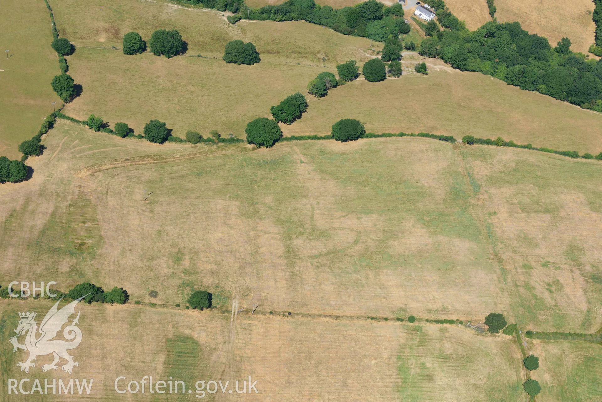Detailed view of Gellifadog enclosure. Oblique aerial photograph taken during the Royal Commission’s programme of archaeological aerial reconnaissance by Toby Driver on 10 July 2018.
