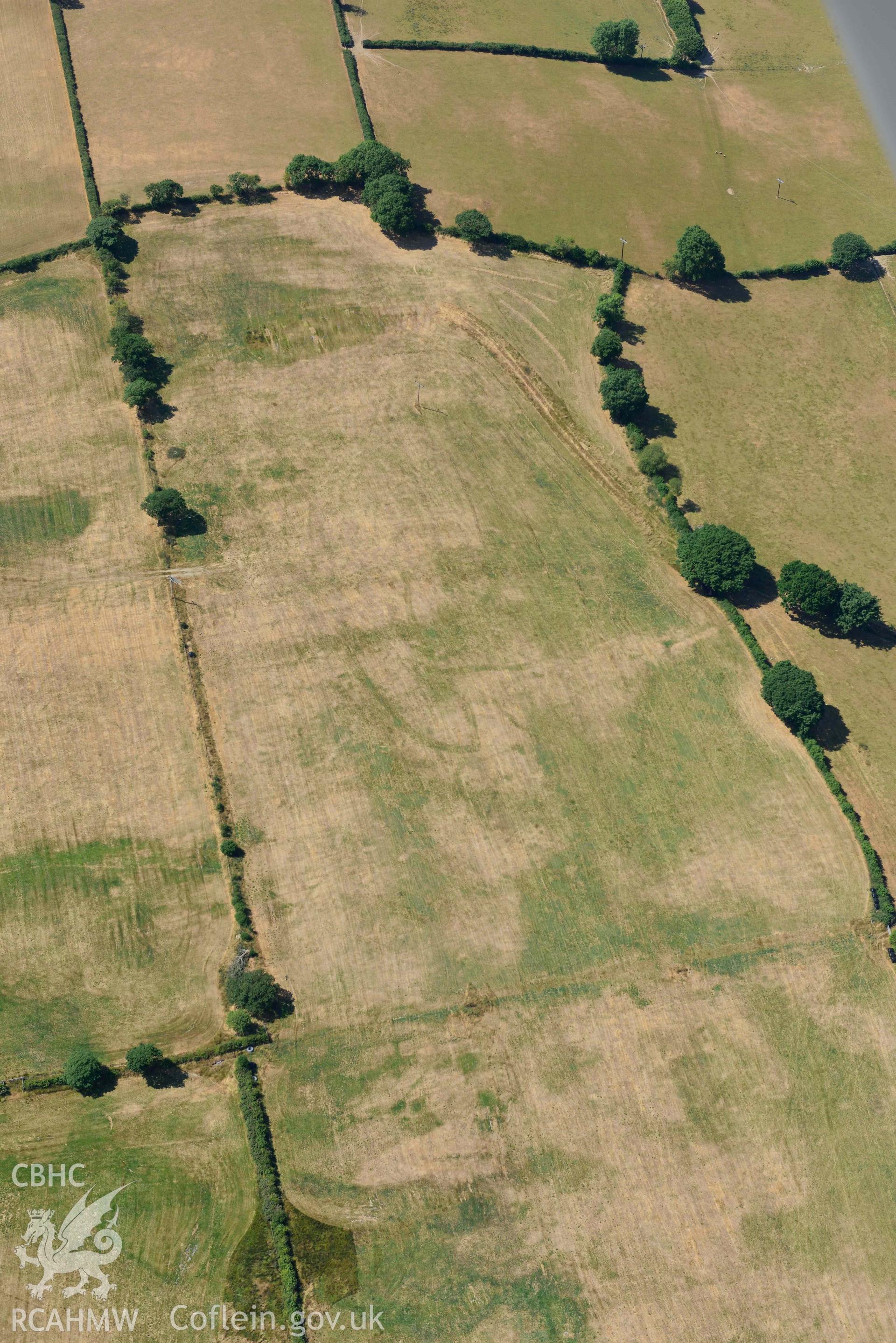 Detailed view of Gellifadog enclosure. Oblique aerial photograph taken during the Royal Commission’s programme of archaeological aerial reconnaissance by Toby Driver on 10 July 2018.