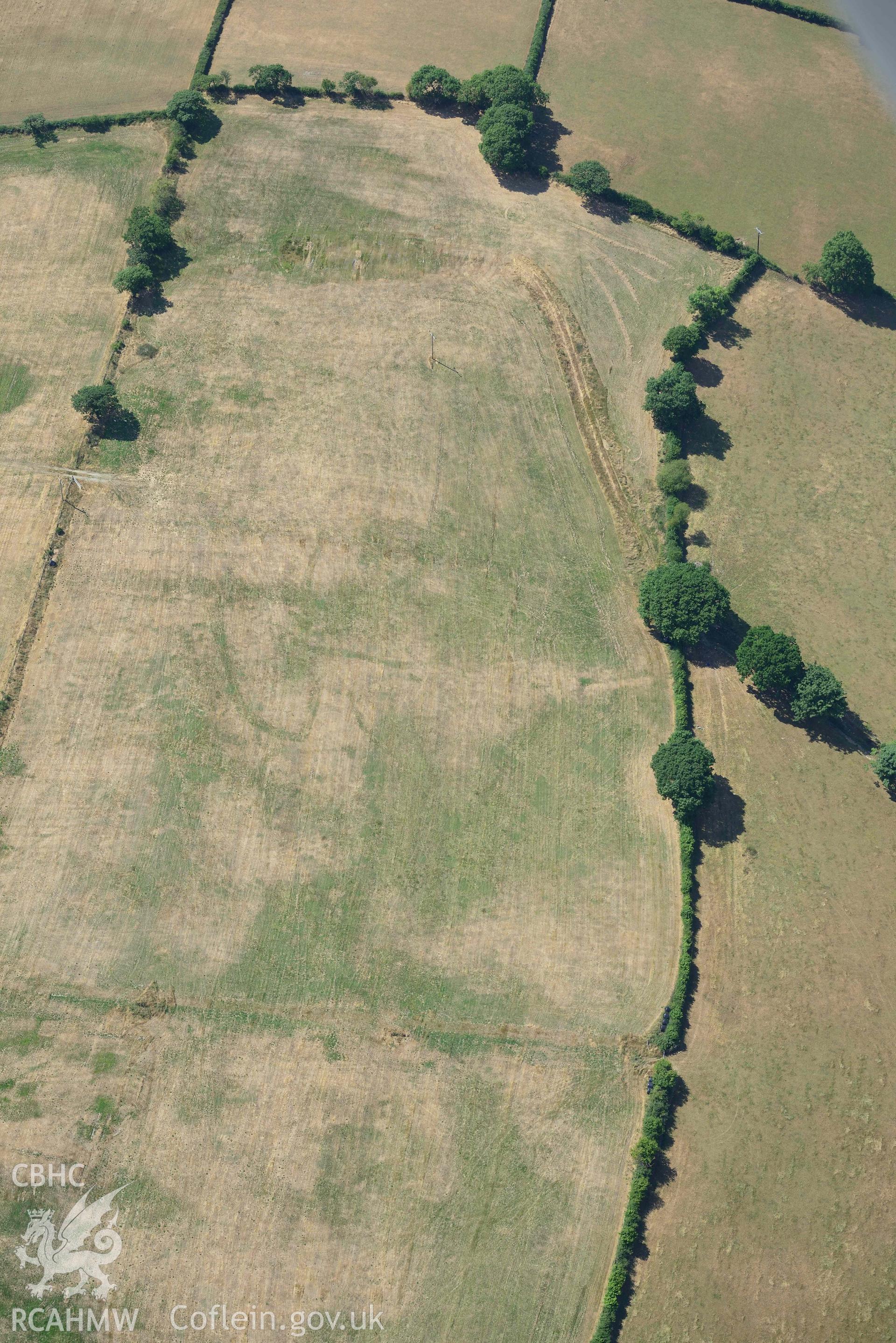 Detailed view of Gellifadog enclosure. Oblique aerial photograph taken during the Royal Commission’s programme of archaeological aerial reconnaissance by Toby Driver on 10 July 2018.