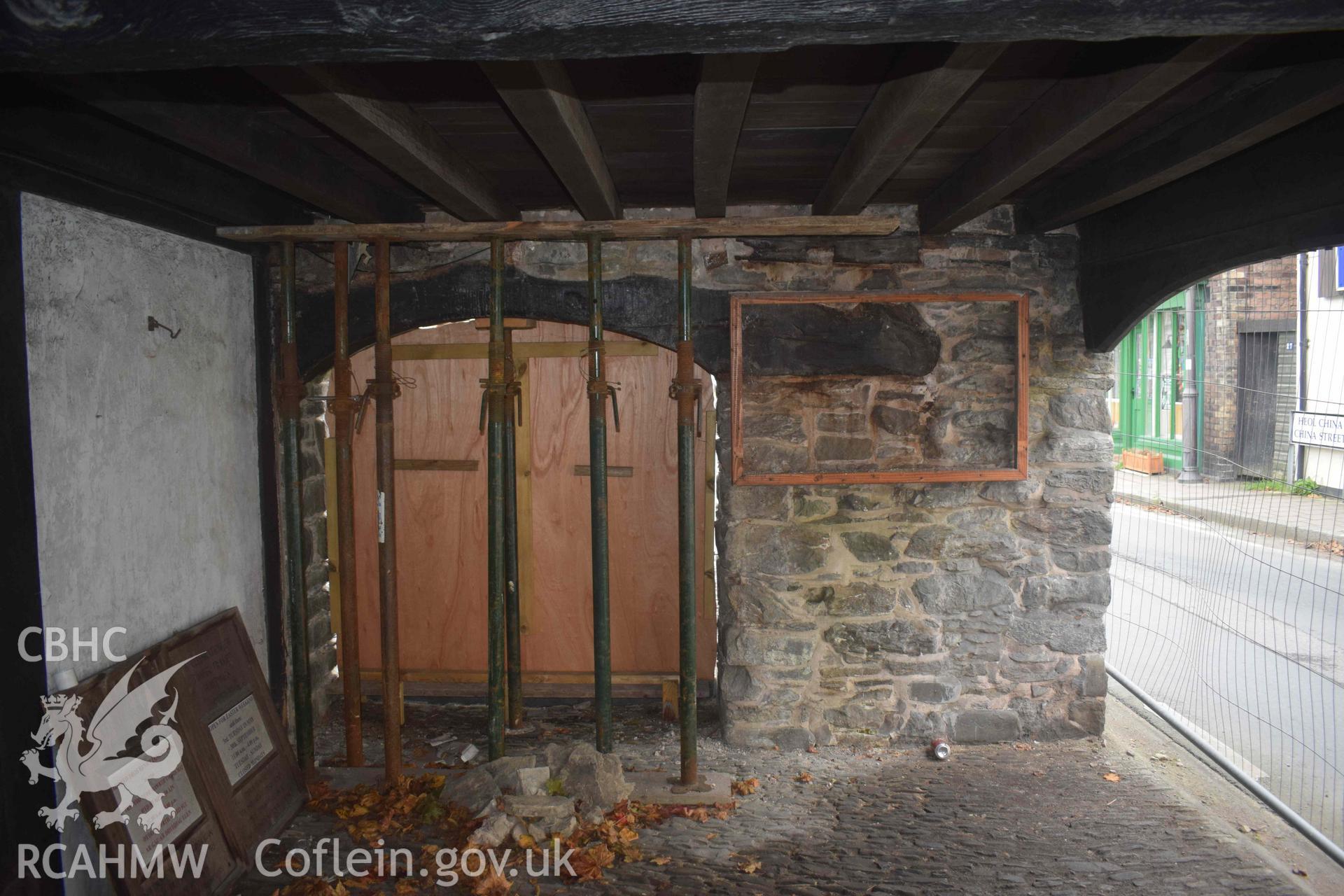 Photograph from a Photographic Survey of The Old Market Hall, Llanidloes, carried out by Clwyd-Powys Archaeological Trust in 2023. Project no. 2740.