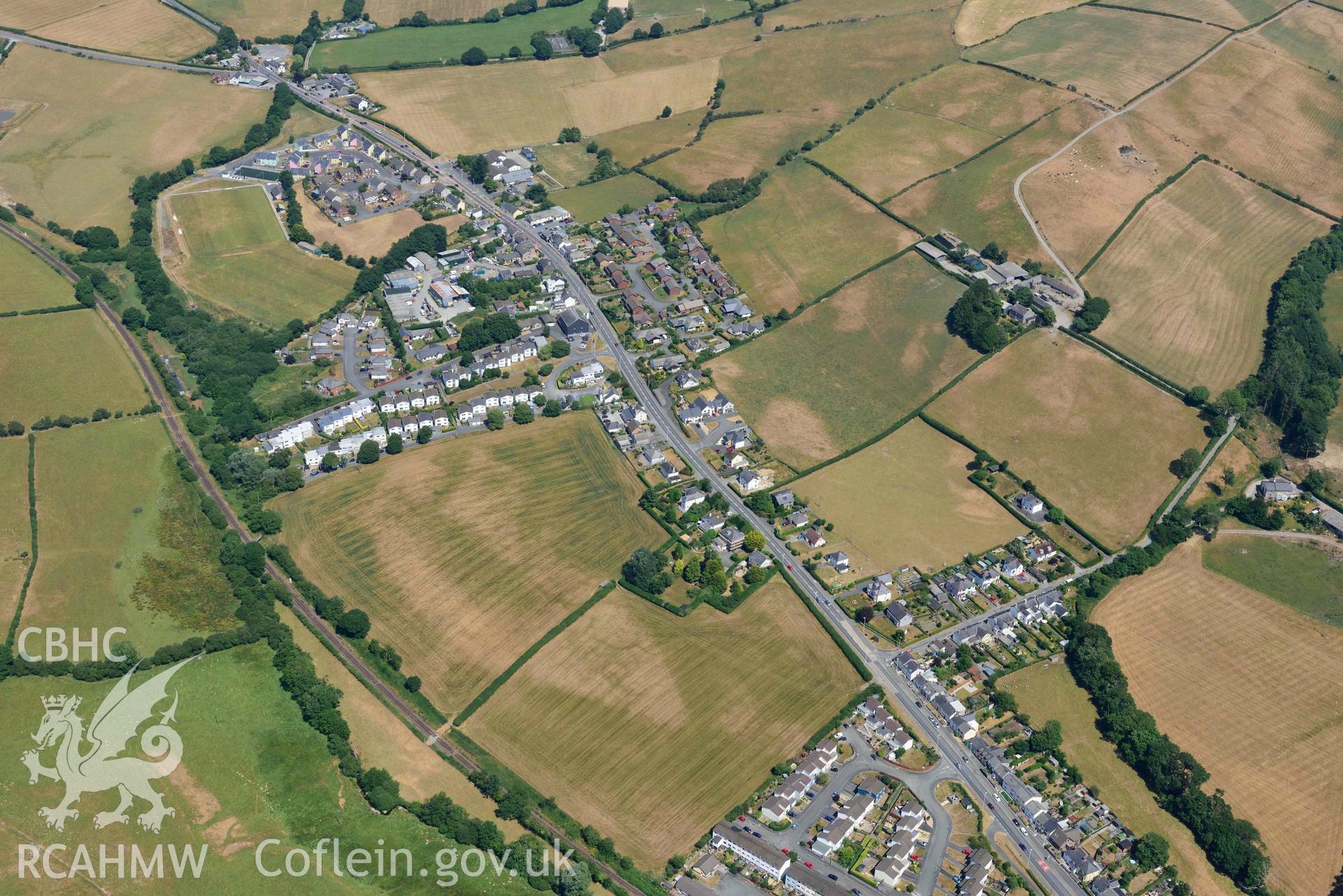 Caergywydd. Oblique aerial photograph taken during the Royal Commission’s programme of archaeological aerial reconnaissance by Toby Driver on 10 July 2018.