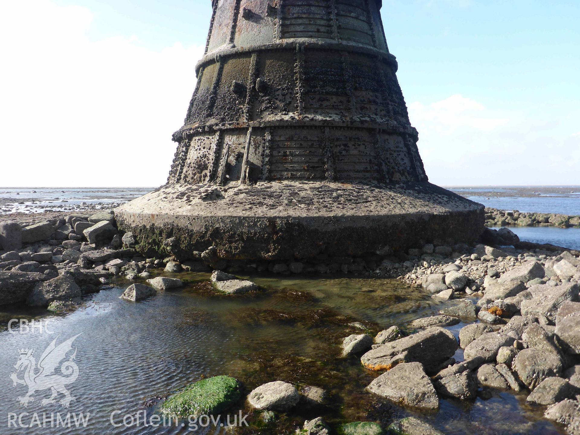 Whitford Point Lighthouse on 17/10/2024. General view of the scour pool and plinth on the eastern side of the lighthouse.