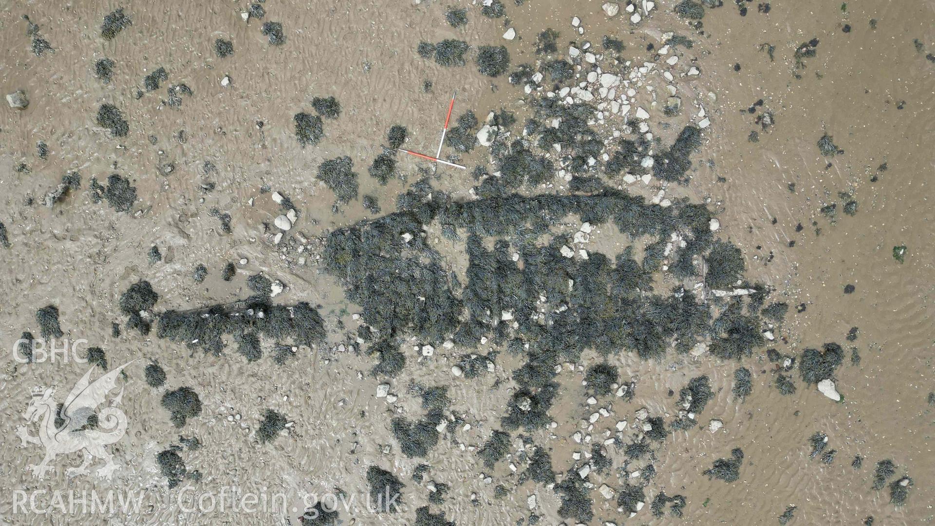 Mumbles Wreck 3, overhead view on 08/05/2024. North is to the top, scales are 1m.