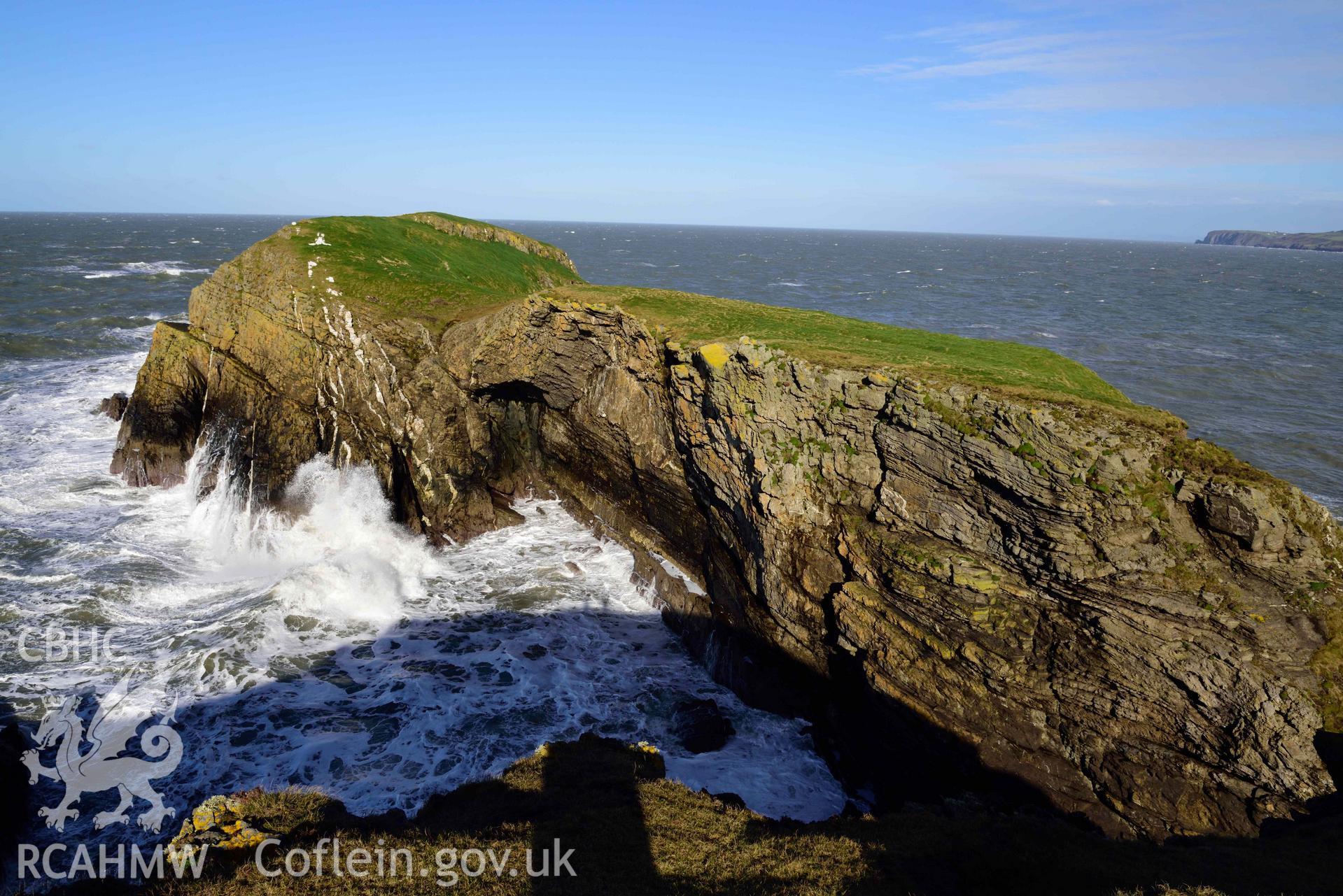 Looking northeast across to Ynys Lochtyn from the mainland.