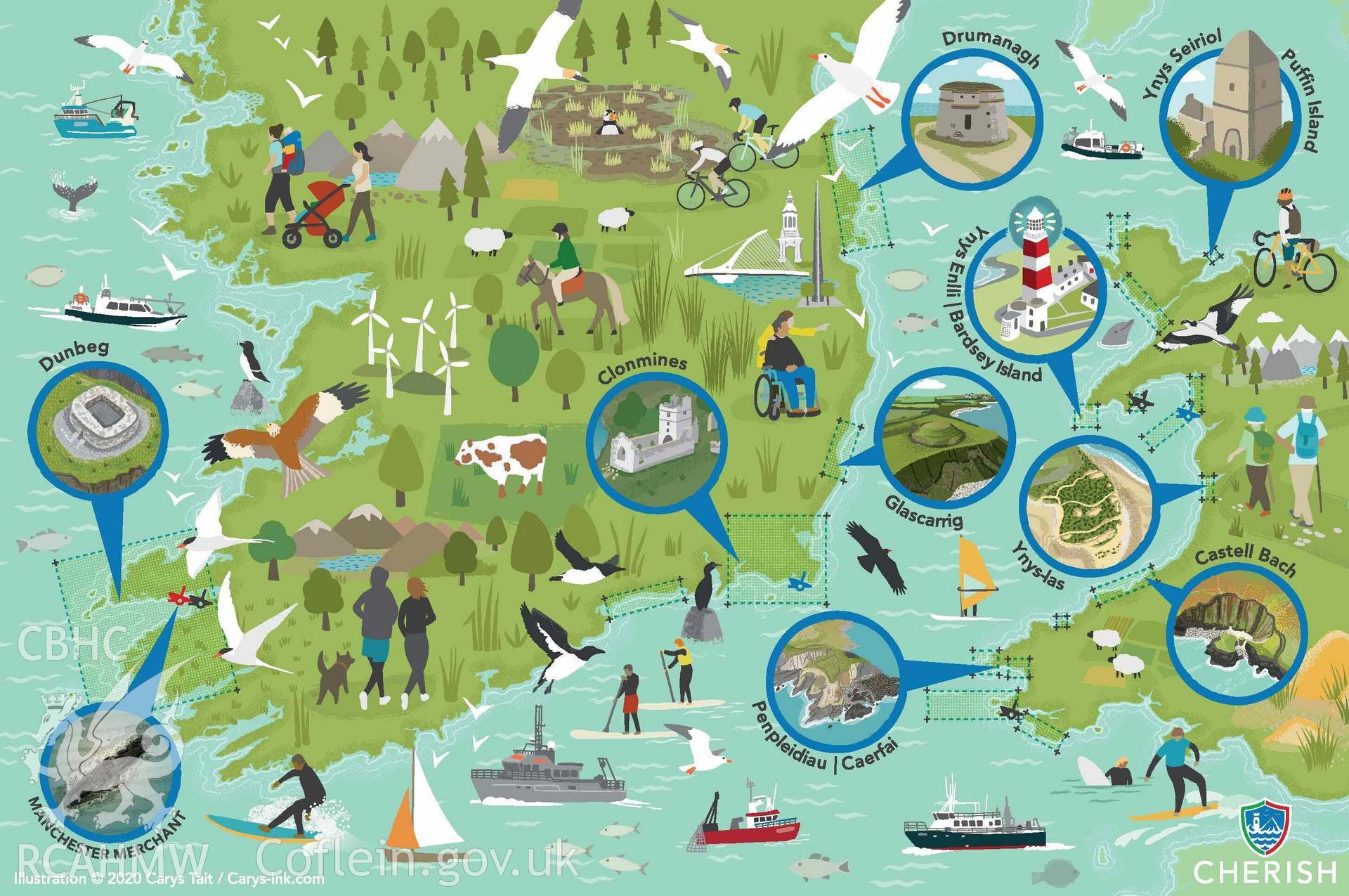 CHERISH Project Study Areas Map Wales and Ireland (no numbers low res)