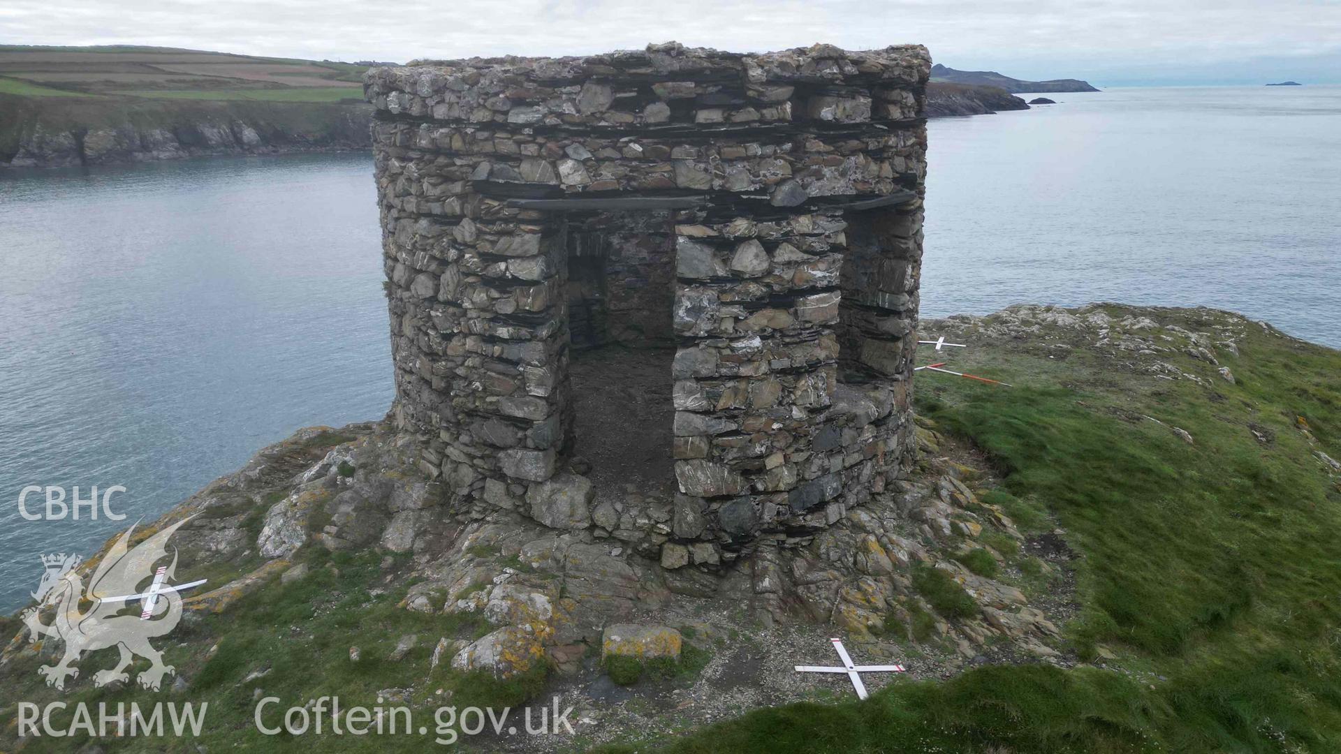 The north-facing elevation of Abereiddi Tower on 30/10/2024.