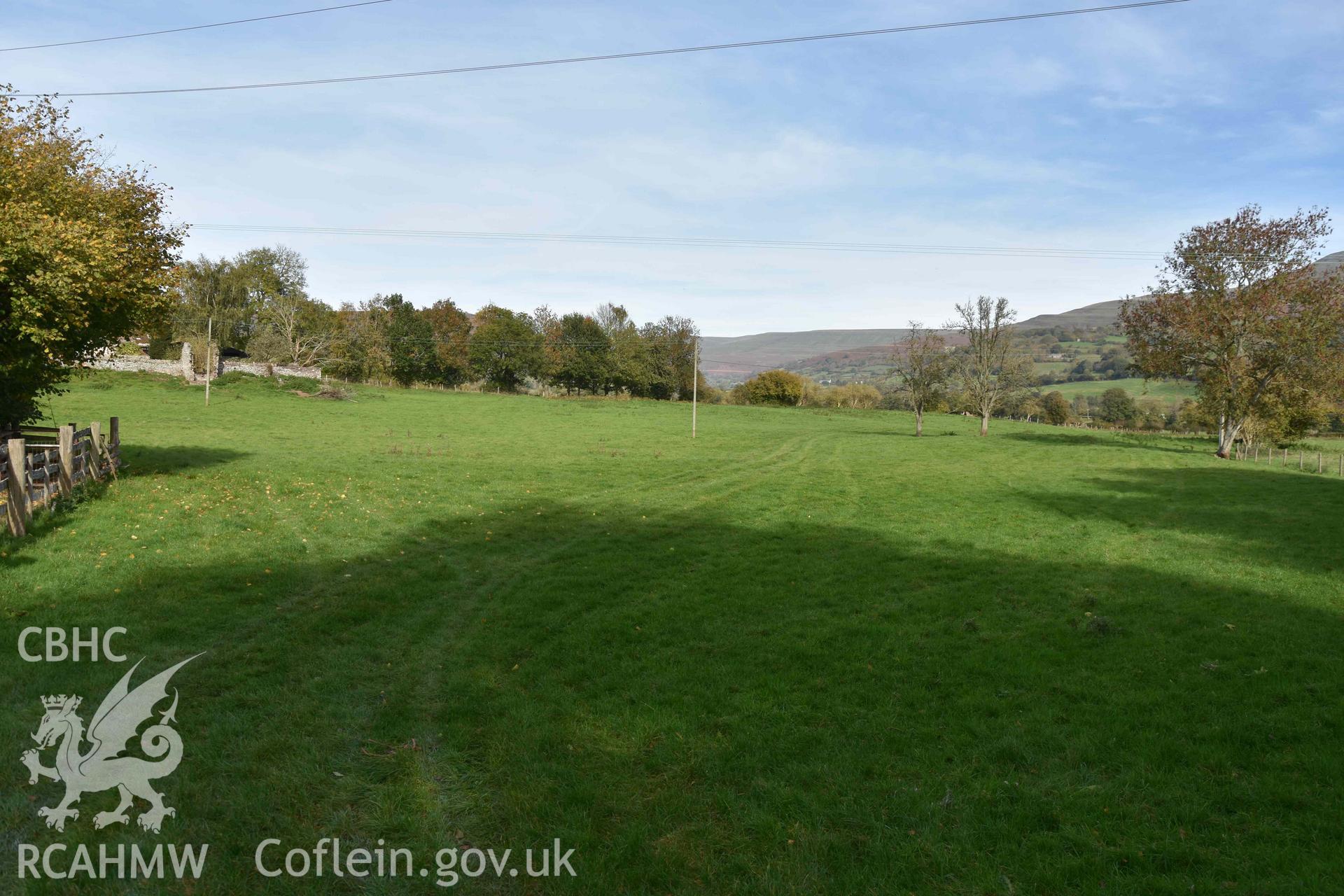 Pen-y-Gaer Roman fort. General view of south-east corner of Roman fort and site of newly-discovered extramural buildings located at SO 169 218