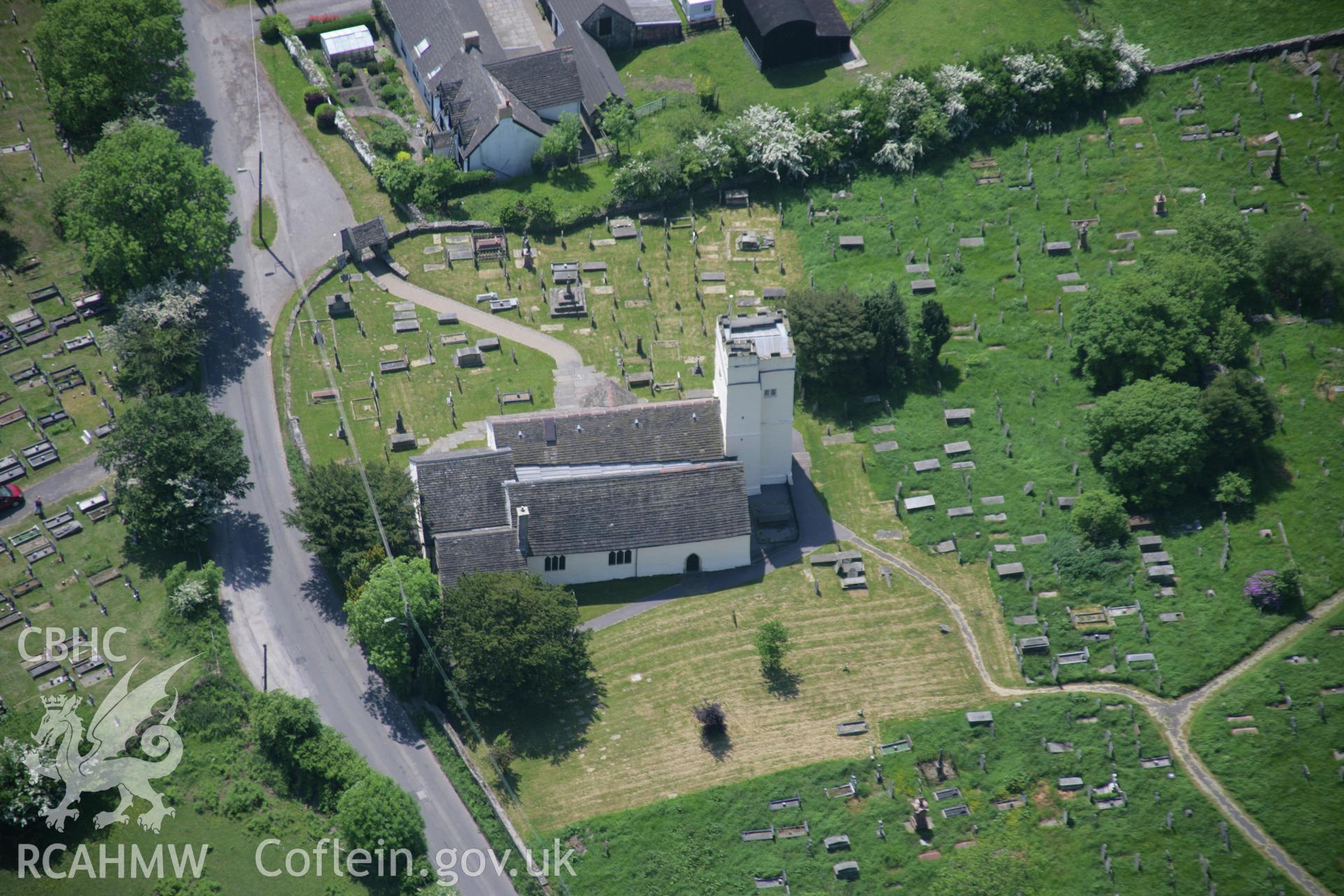 RCAHMW colour oblique aerial photograph of St Sannan's Church, Bedwellty, from the north. Taken on 09 June 2006 by Toby Driver.