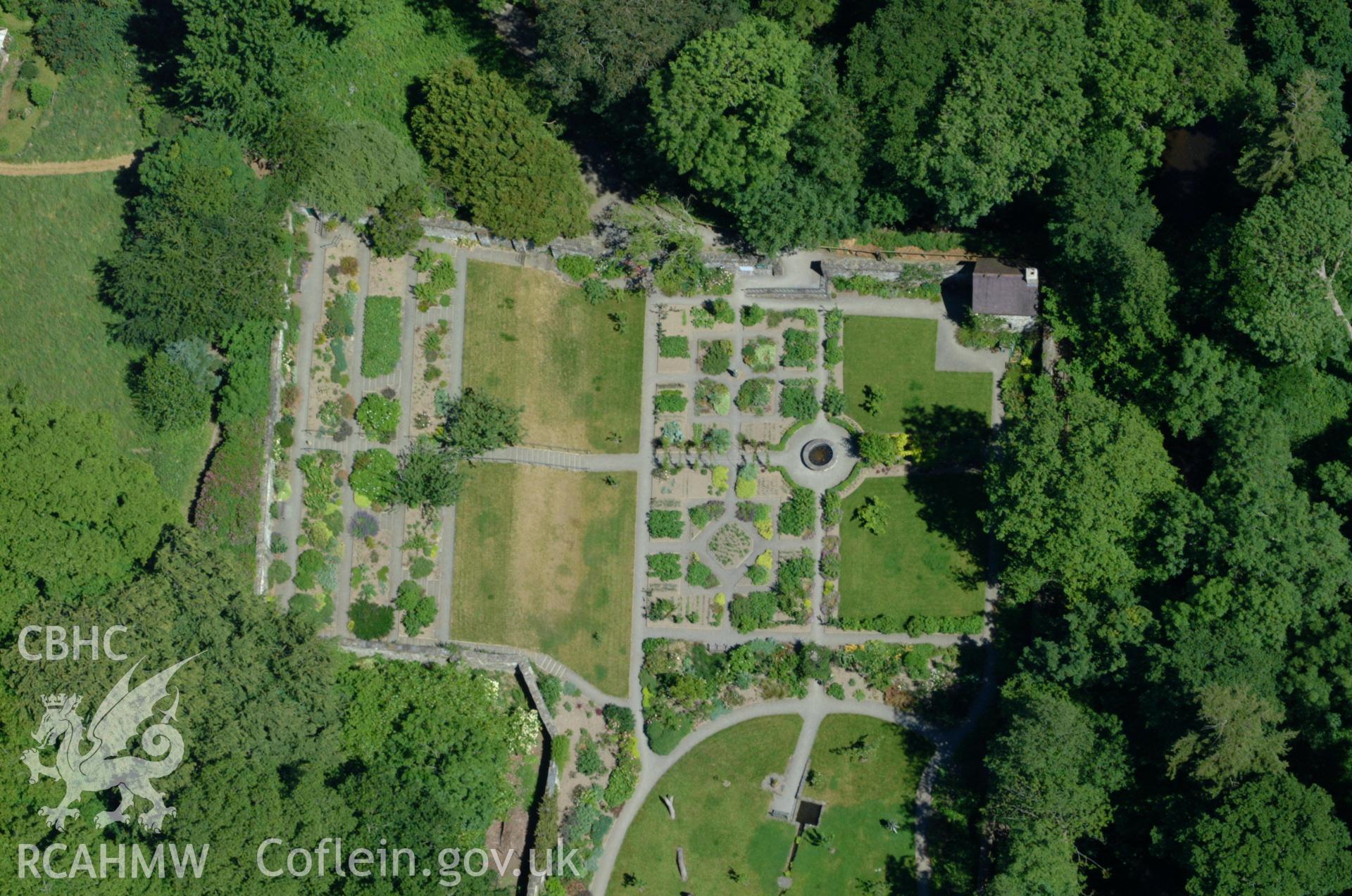 RCAHMW colour oblique aerial photograph of Ty Glyn Garden taken on 14/06/2004 by Toby Driver