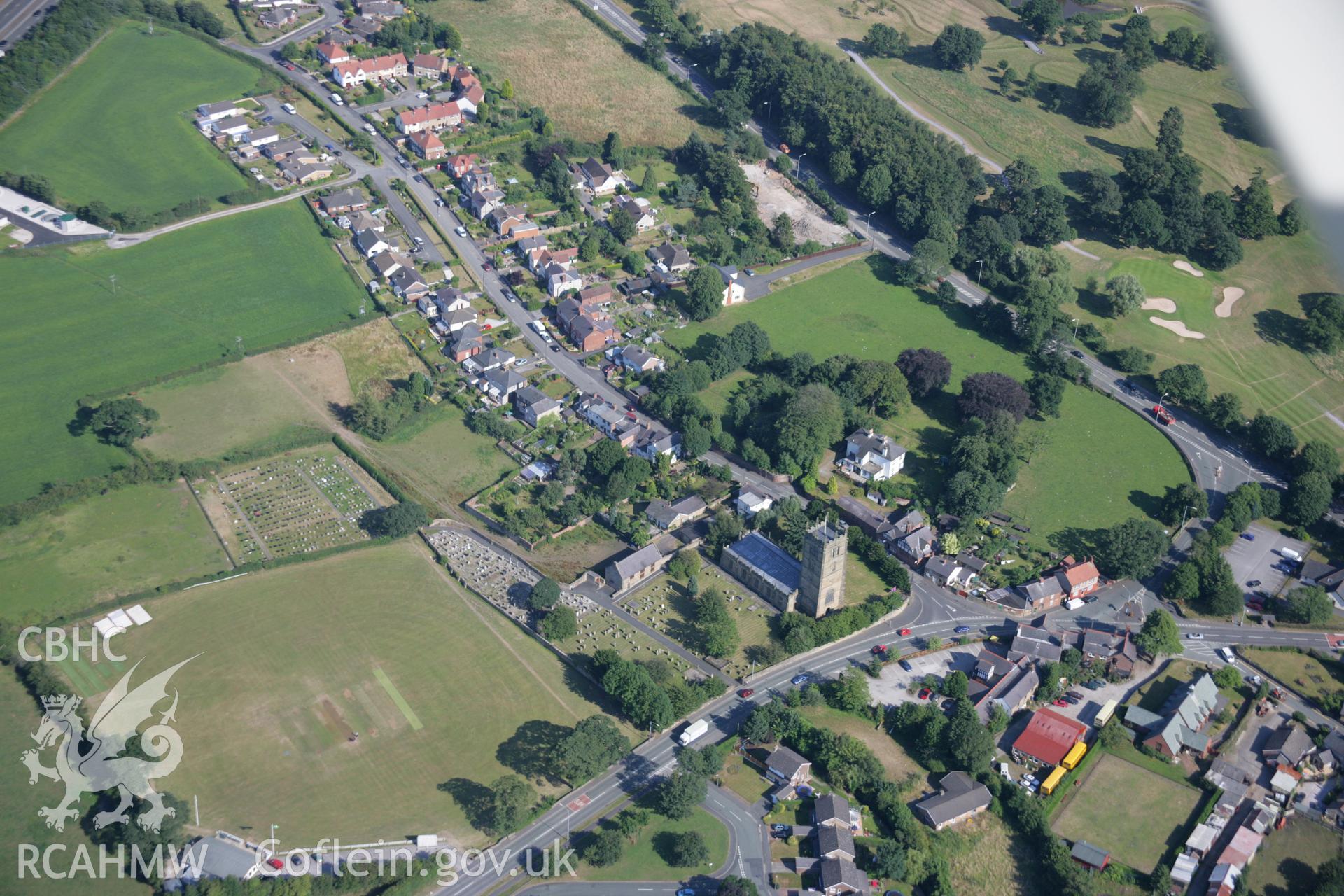 RCAHMW colour oblique aerial photograph of Northop village. Taken on 17 July 2006 by Toby Driver.