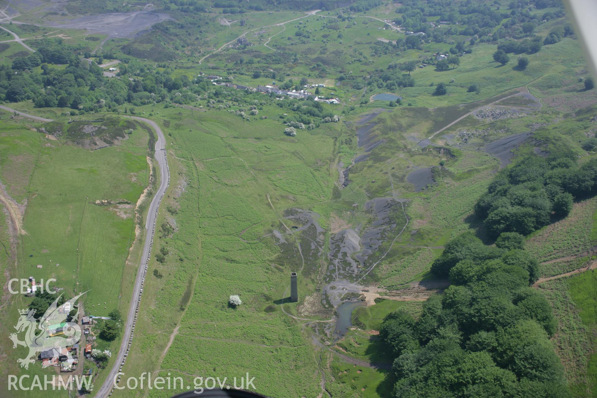 RCAHMW colour oblique aerial photograph of Cwmbyrgwm Colliery, Abersychan, from the west. Taken on 09 June 2006 by Toby Driver.