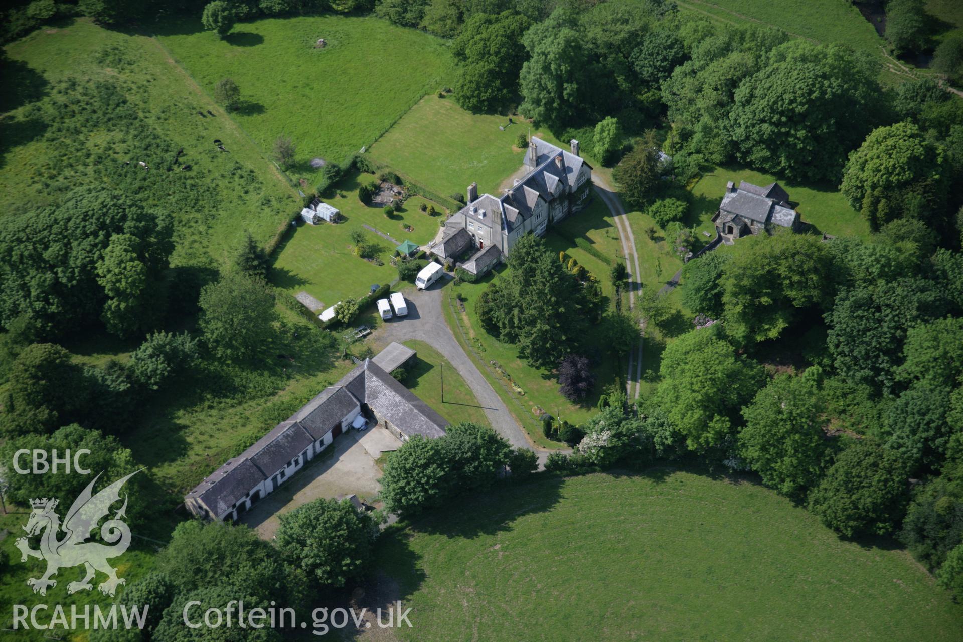 RCAHMW colour oblique aerial photograph of St Brynach's Church, Pontfaen, from the south-east. Taken on 08 June 2006 by Toby Driver.