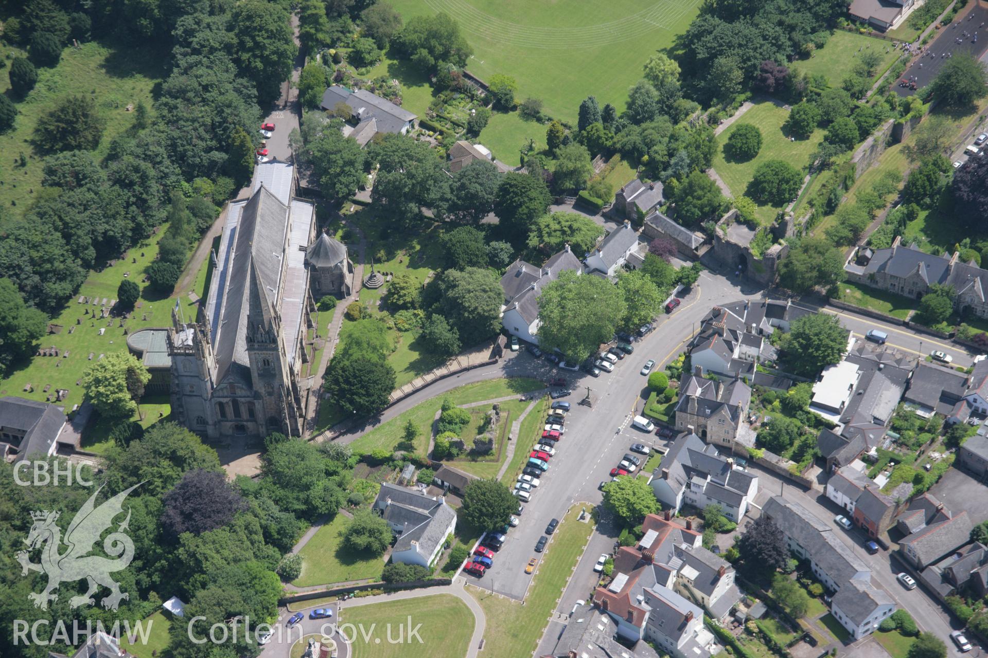 RCAHMW colour oblique photograph of Llandaff Cathedral. Taken by Toby Driver on 29/06/2006.