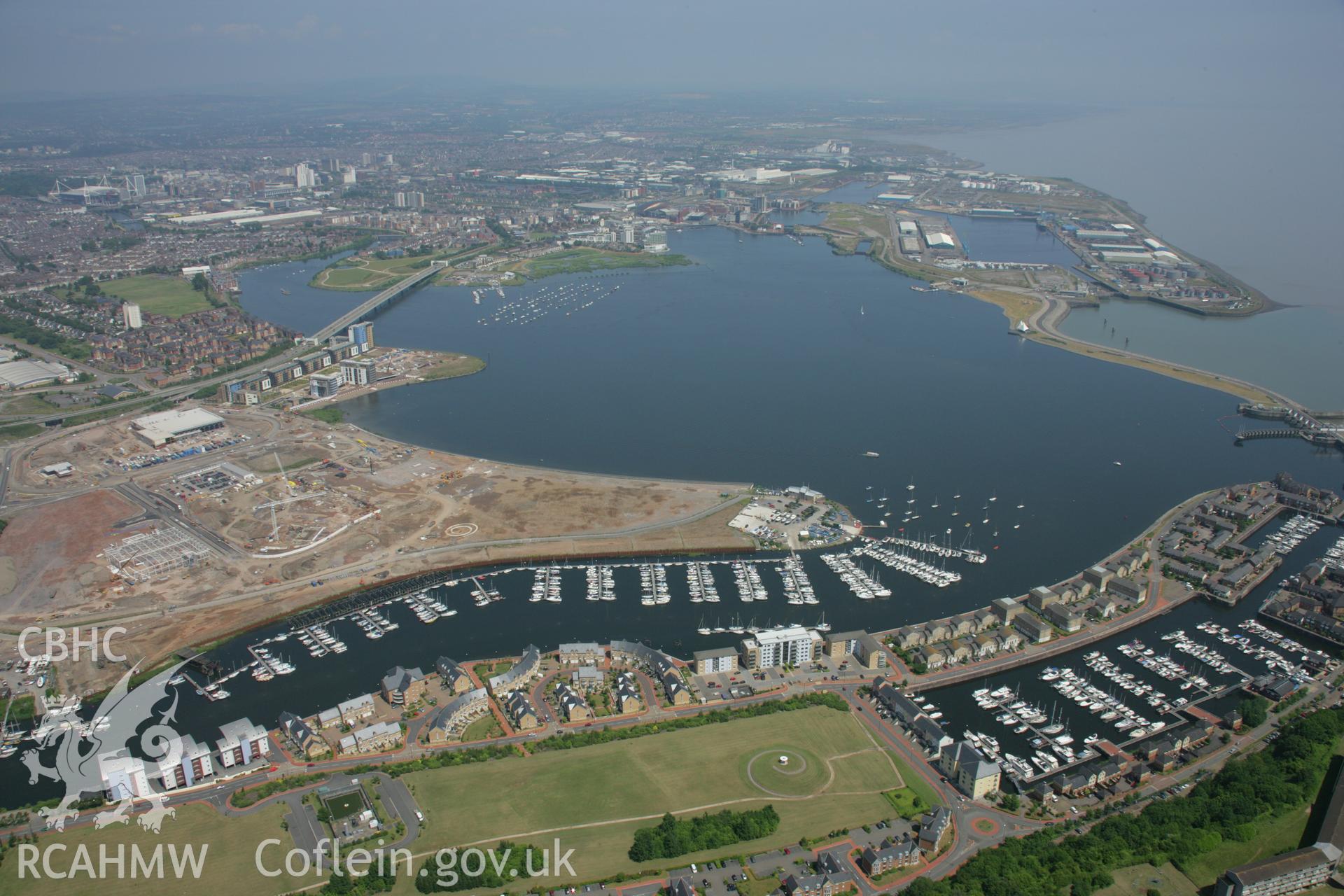 RCAHMW colour oblique photograph of Penarth Docks. Taken by Toby Driver on 29/06/2006.