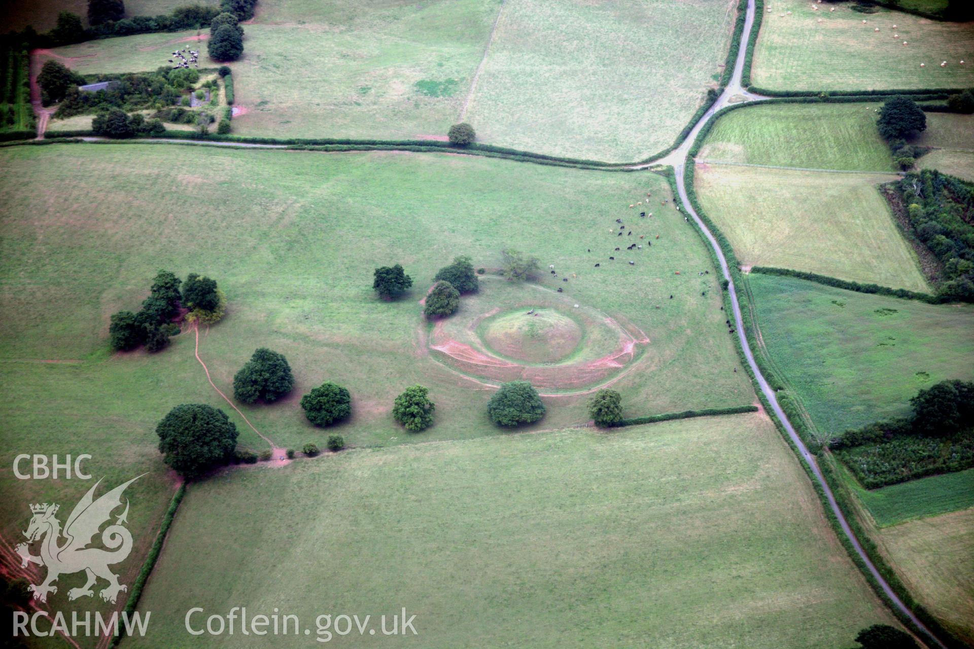 RCAHMW colour oblique aerial photograph of Penrhos Castle. Taken on 05 August 2006 by Toby Driver.