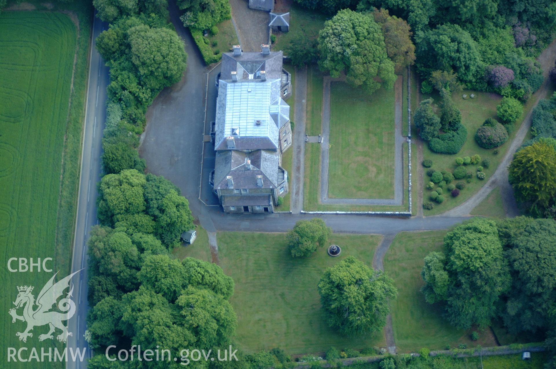 RCAHMW colour oblique aerial photograph of Cresselly House taken on 15/06/2004 by Toby Driver