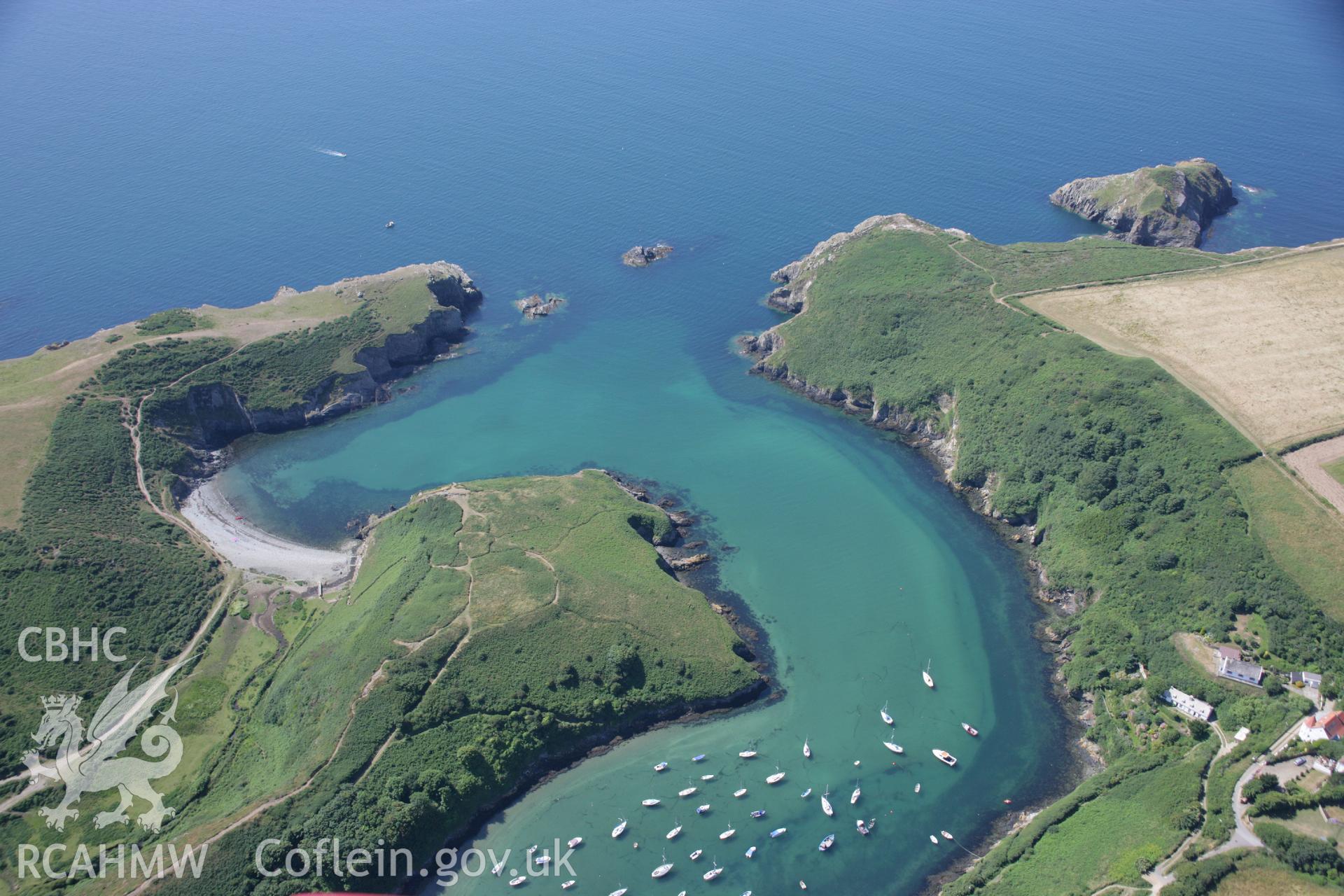 RCAHMW colour oblique aerial photograph of a promontory fort south of Solva Harbour. Taken on 14 July 2006 by Toby Driver.