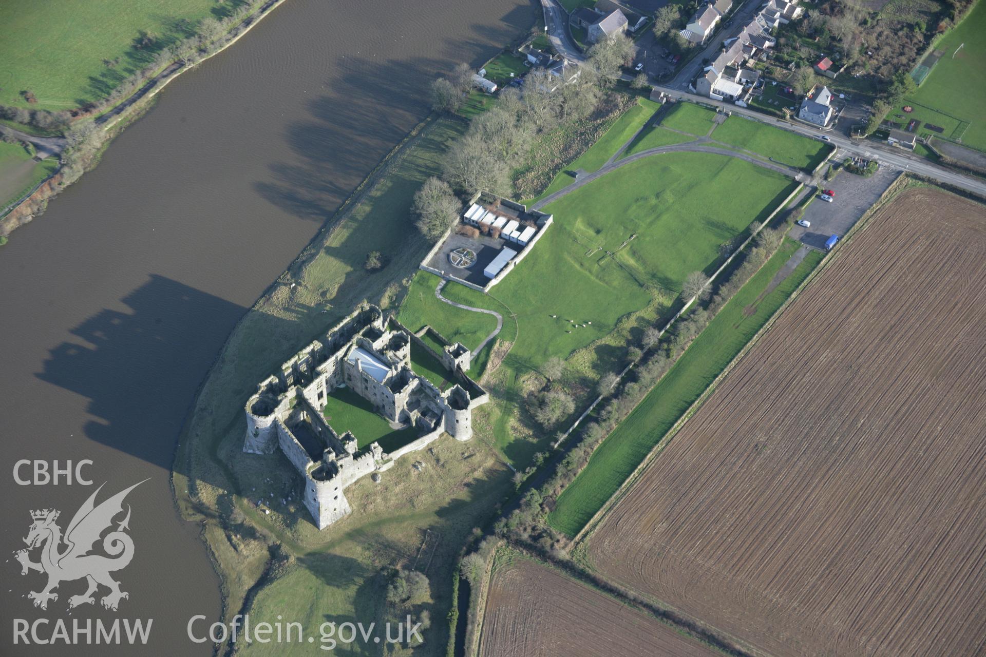 RCAHMW colour oblique aerial photograph of Carew Bridge from the south-west. Taken on 11 January 2006 by Toby Driver.