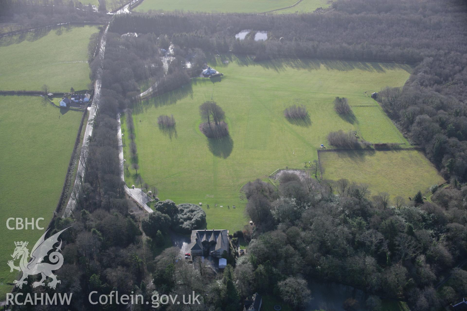 RCAHMW colour oblique aerial photograph of Scolton Manor and surrounding parkland from the north. Taken on 11 January 2006 by Toby Driver.