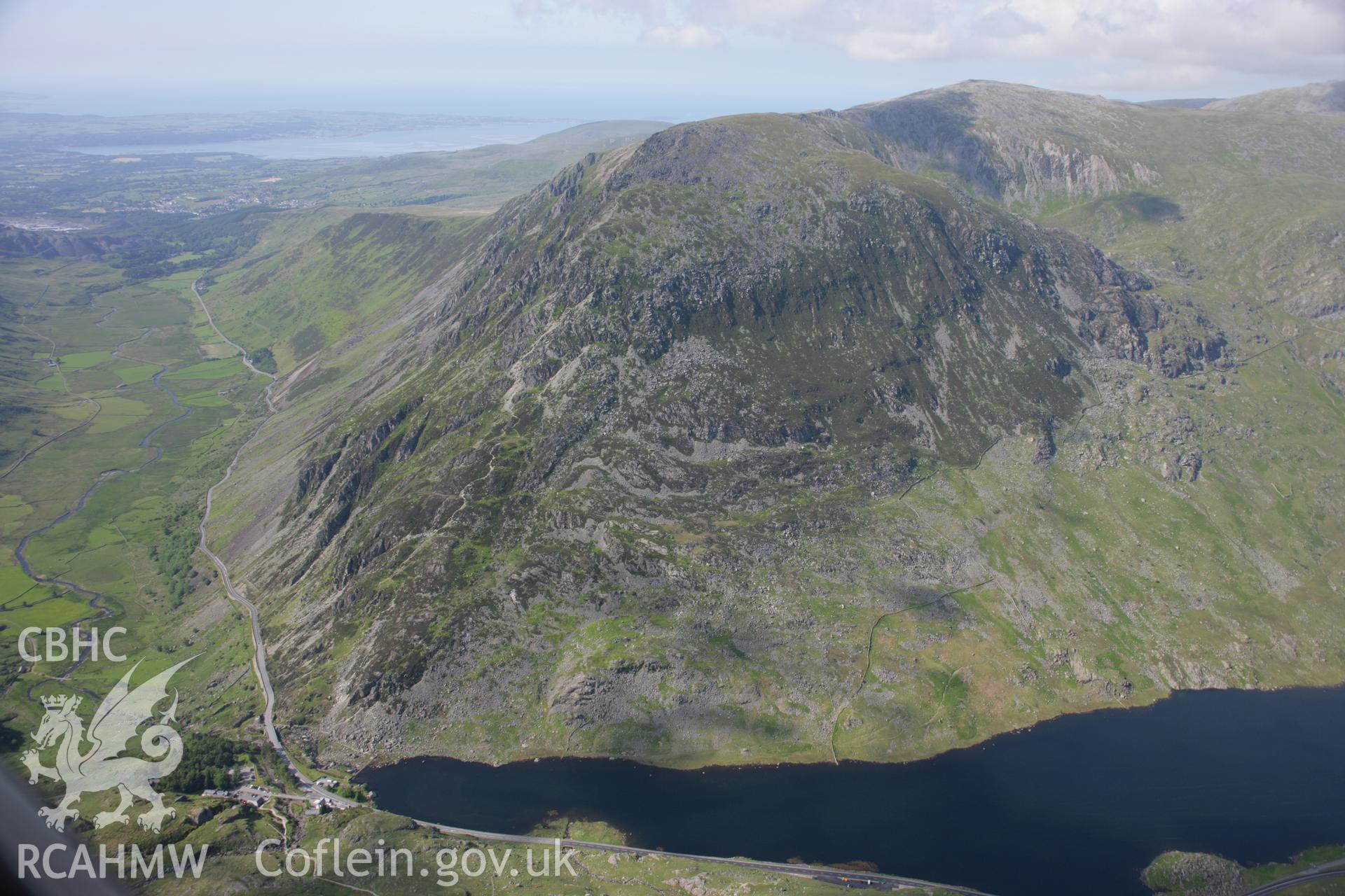 RCAHMW colour oblique aerial photograph of Llyn Ogwen, viewed from the south. Taken on 14 June 2006 by Toby Driver.