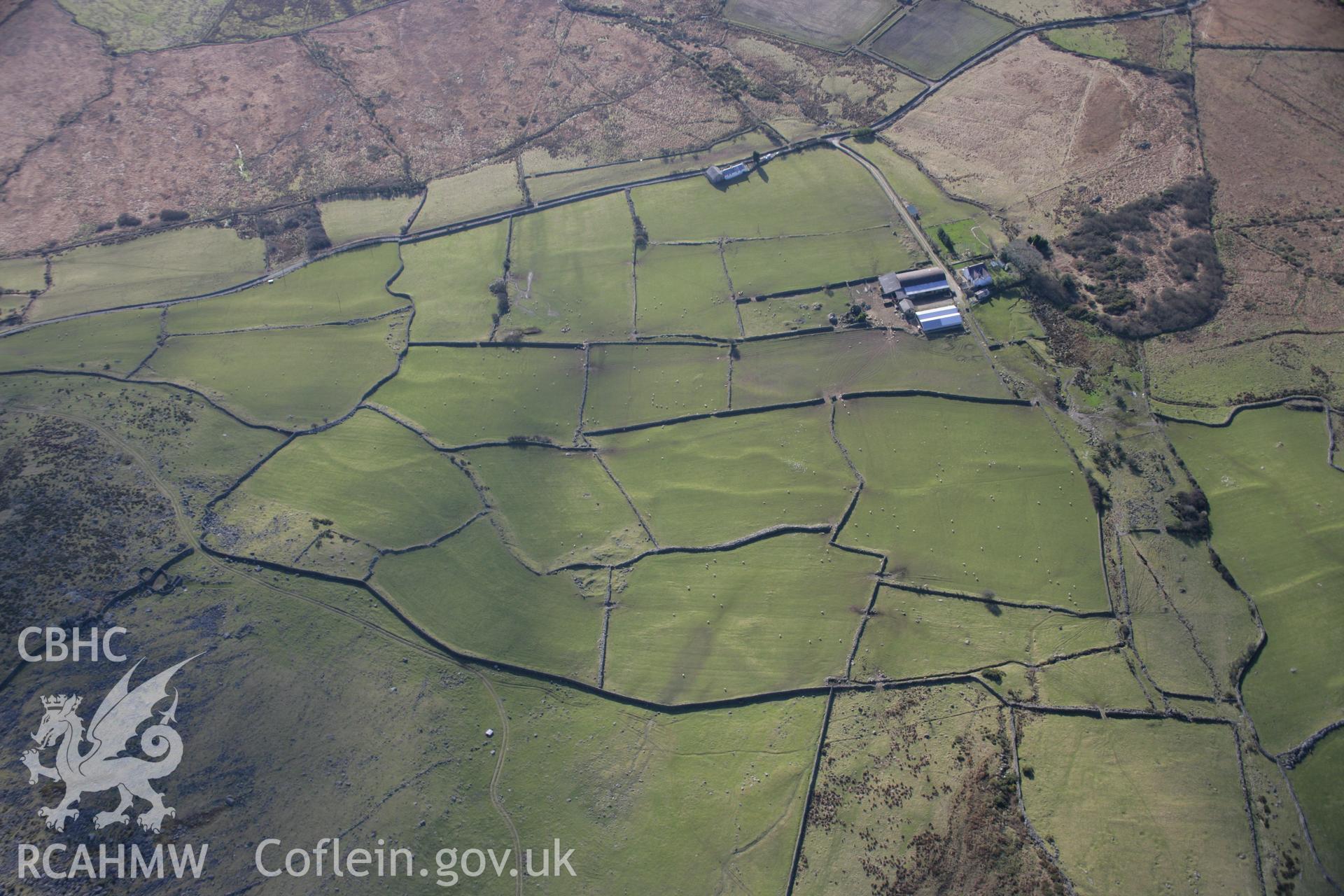 RCAHMW colour oblique aerial photograph of Cwm Coryn Field System. A general view from the north-east. Taken on 09 February 2006 by Toby Driver.