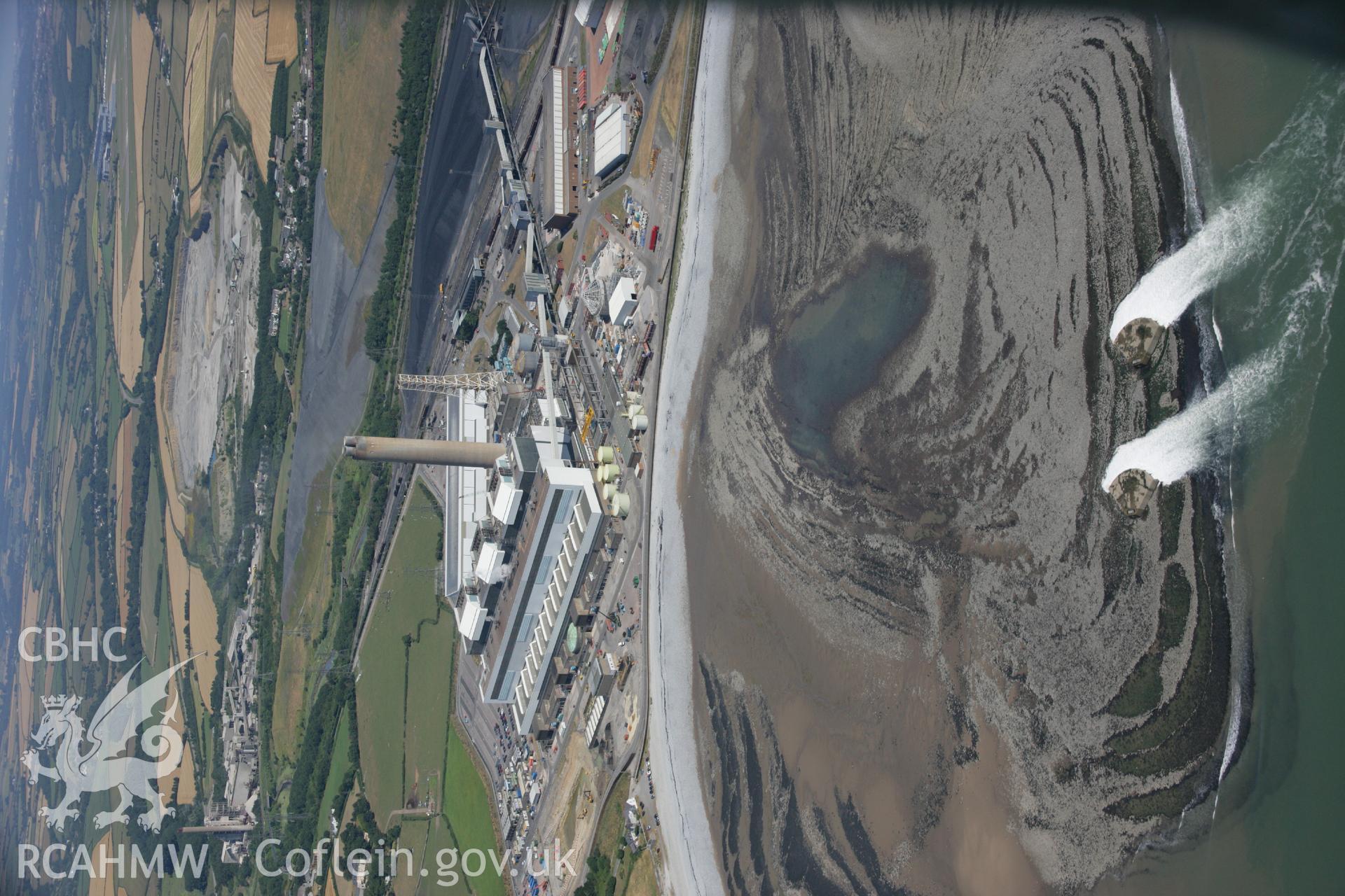 RCAHMW colour oblique aerial photograph of Aberthaw Power Station, West Aberthaw. Taken on 24 July 2006 by Toby Driver.