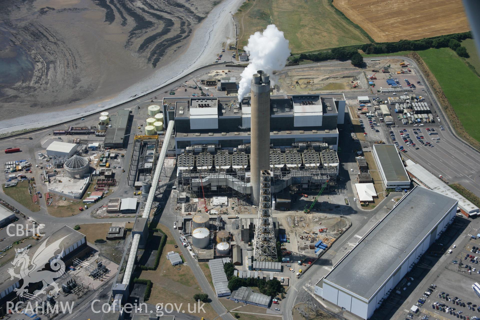 RCAHMW colour oblique aerial photograph of Aberthaw Power Station, West Aberthaw. Taken on 24 July 2006 by Toby Driver.