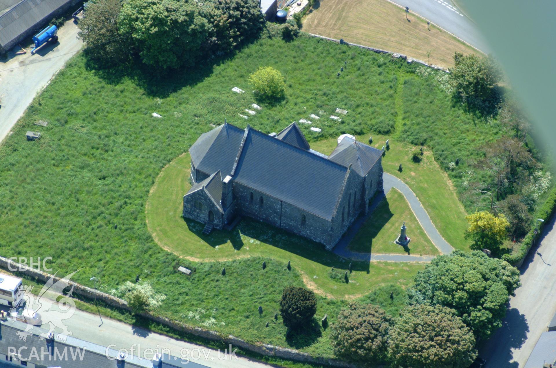 RCAHMW colour oblique aerial photograph of Church of the Holy Martyrs, Mathry taken on 25/05/2004 by Toby Driver