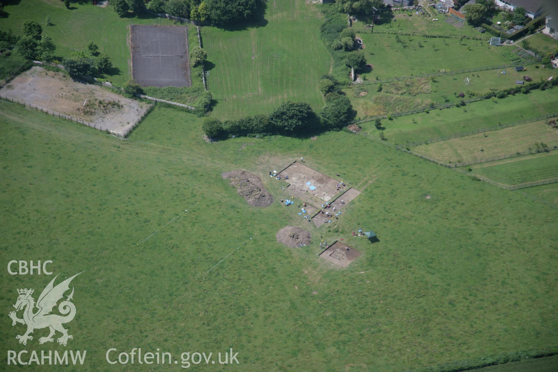 RCAHMW colour oblique photograph of Llanmaes prehistoric settlement excavation. Taken by Toby Driver on 29/06/2006.