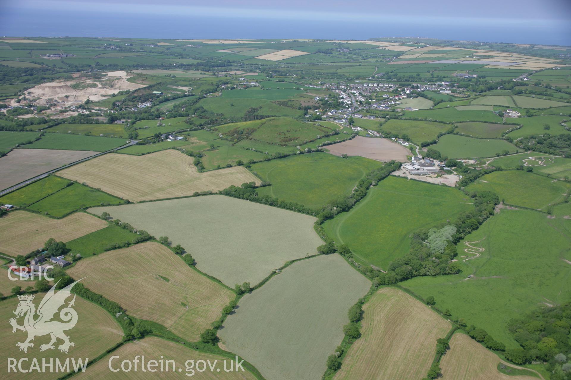 RCAHMW colour oblique aerial photograph of the site of the Battle of Crug Mawr, near Cardigan, from the south-west. Taken on 08 June 2006 by Toby Driver.