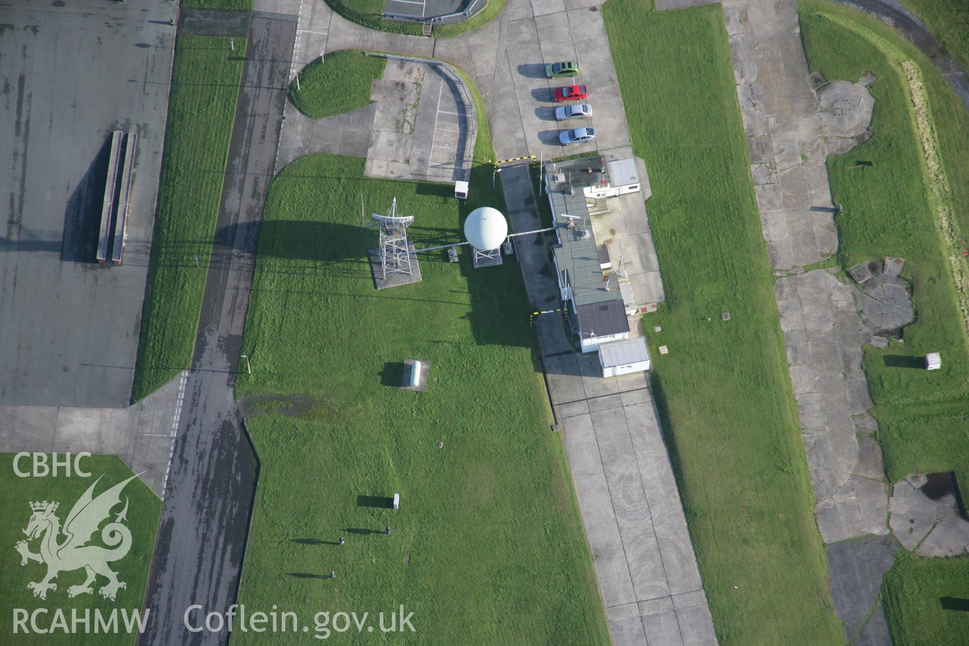 RCAHMW colour oblique aerial photograph of Manorbier Airfield with radar antenna, viewed from west Taken on 11 January 2006 by Toby Driver.