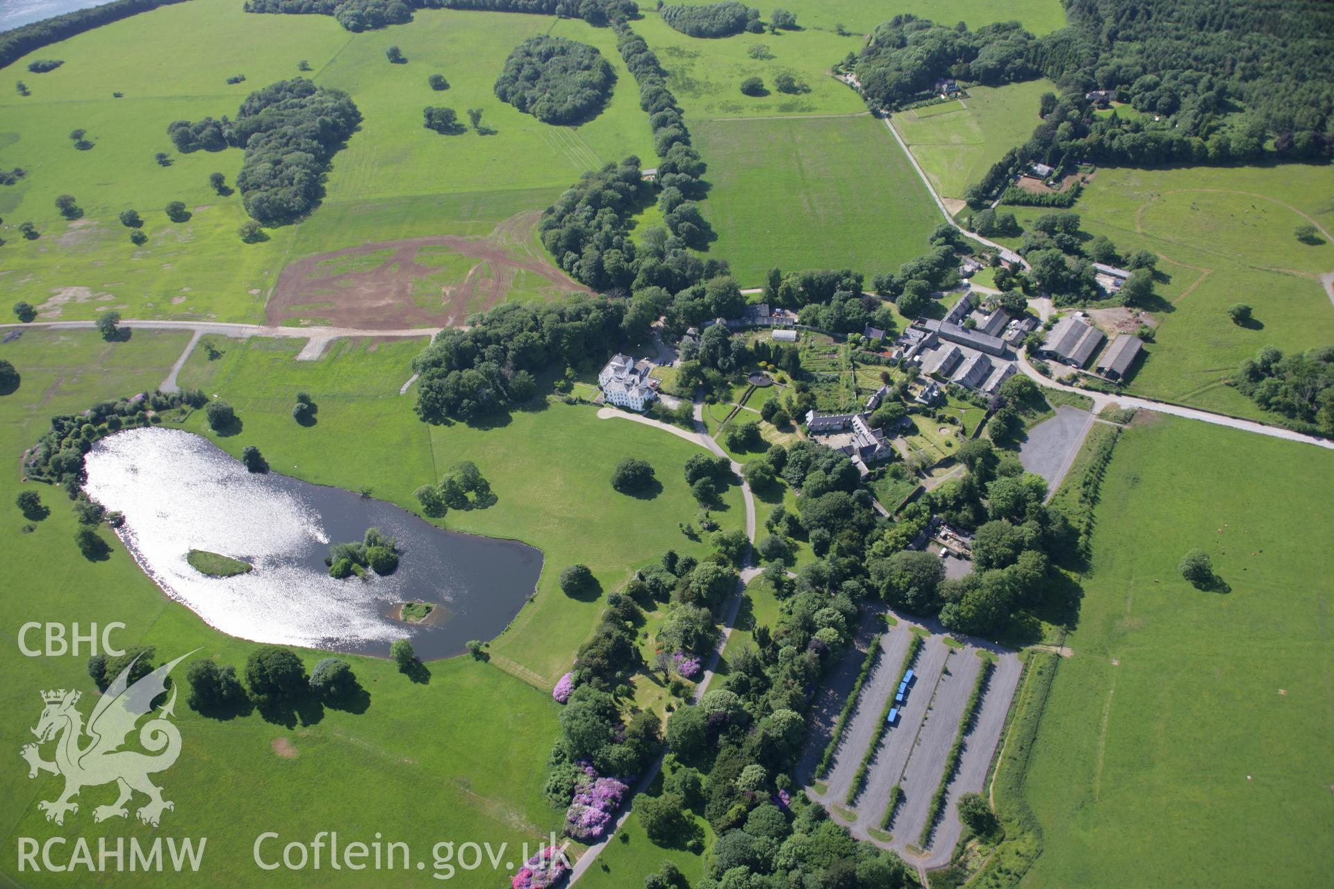 RCAHMW colour oblique aerial photograph of Vaynol Hall Garden, Capel y Graig, from the south-east. Taken on 14 June 2006 by Toby Driver.