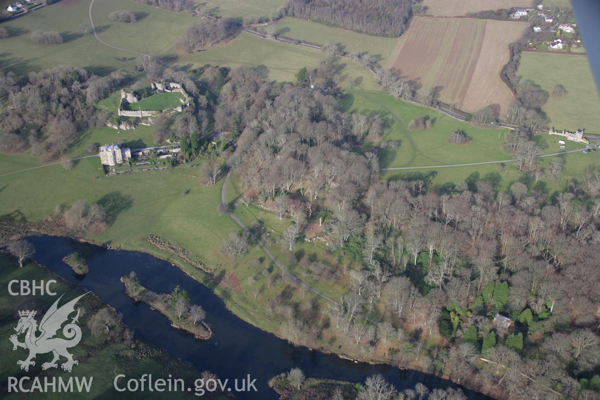 RCAHMW colour oblique aerial photograph of Penrice Castle Garden, shown in landscape view from the south-east. Taken on 26 January 2006 by Toby Driver.