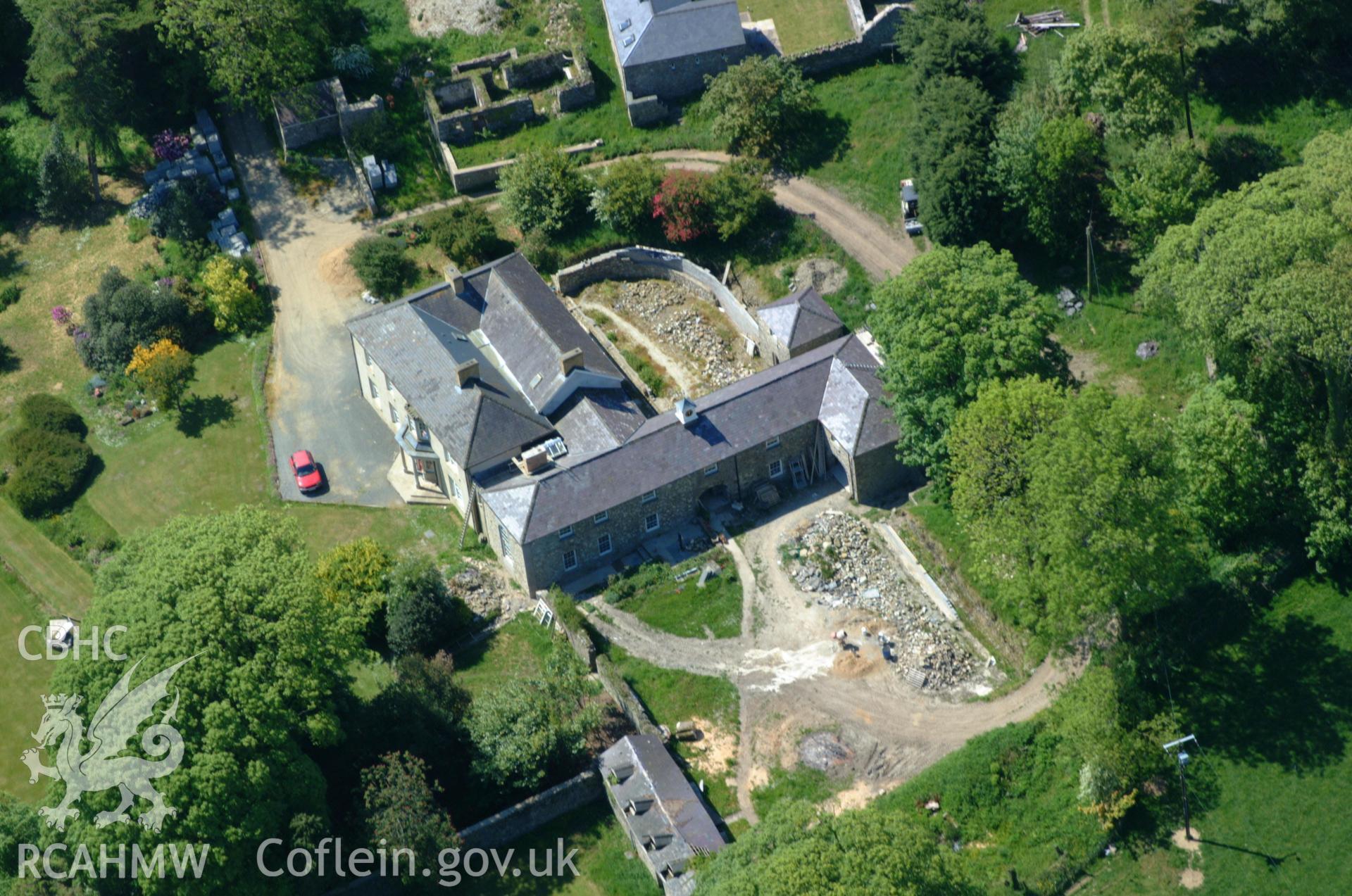 RCAHMW colour oblique aerial photograph of Llangwarren taken on 25/05/2004 by Toby Driver