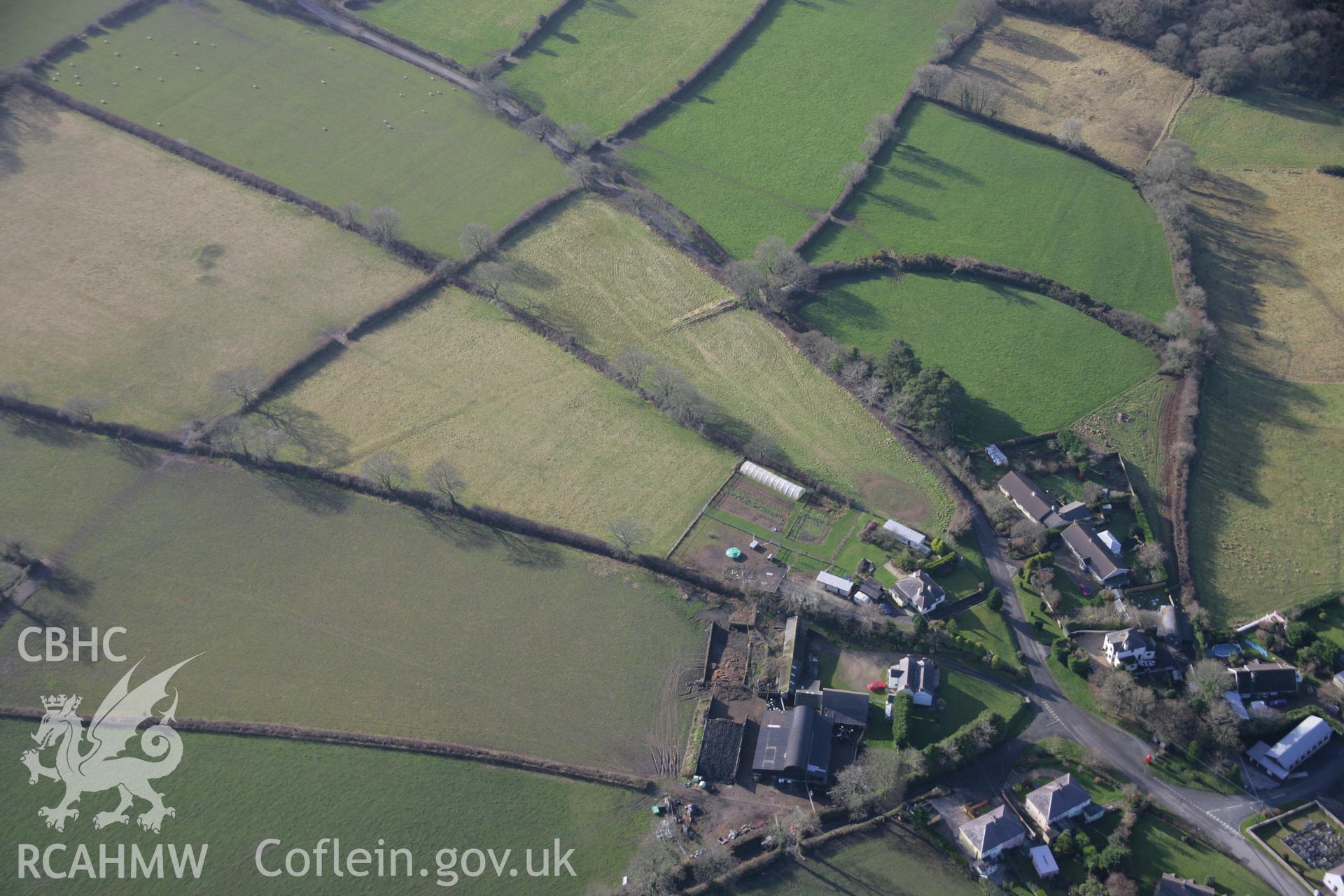 RCAHMW colour oblique aerial photograph of the Reynalton section of the Saundersfoot Railway from the north-east. Taken on 11 January 2006 by Toby Driver.