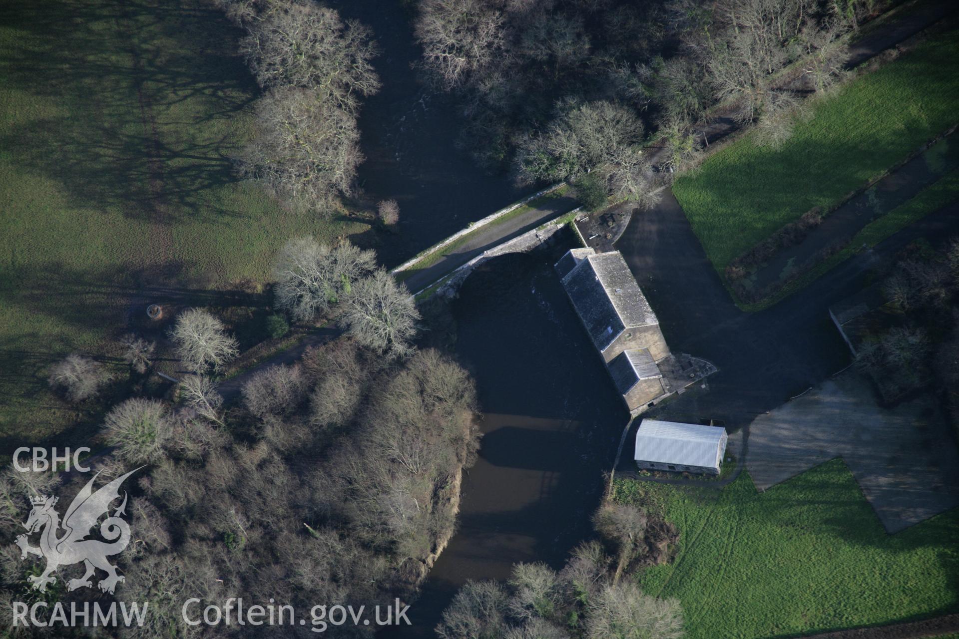 RCAHMW colour oblique aerial photograph of Blackpool Mill, Canaston Bridge, from the south-west. Taken on 11 January 2006 by Toby Driver.