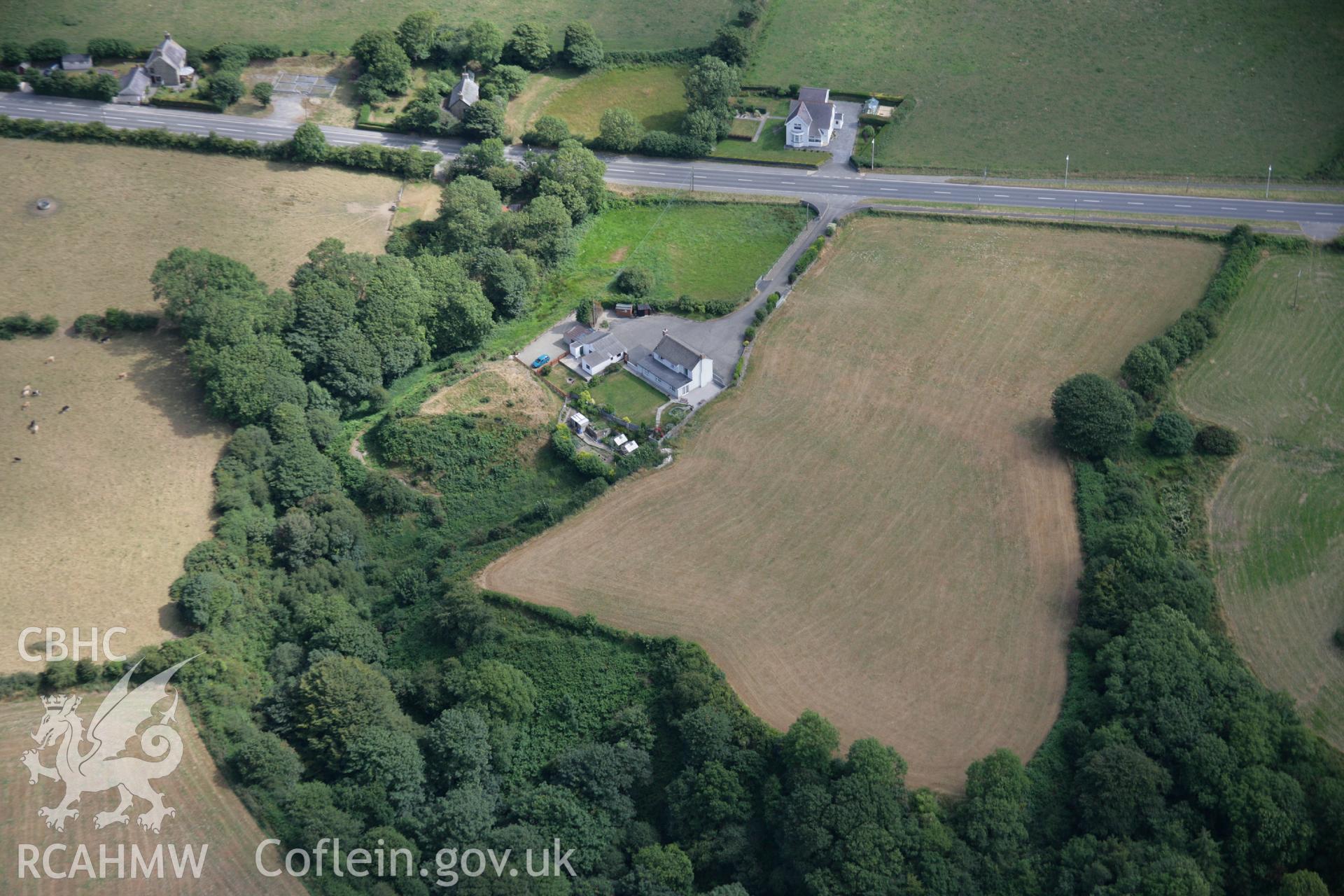 RCAHMW colour oblique aerial photograph of Blaenporth Castle. Taken on 27 July 2006 by Toby Driver.