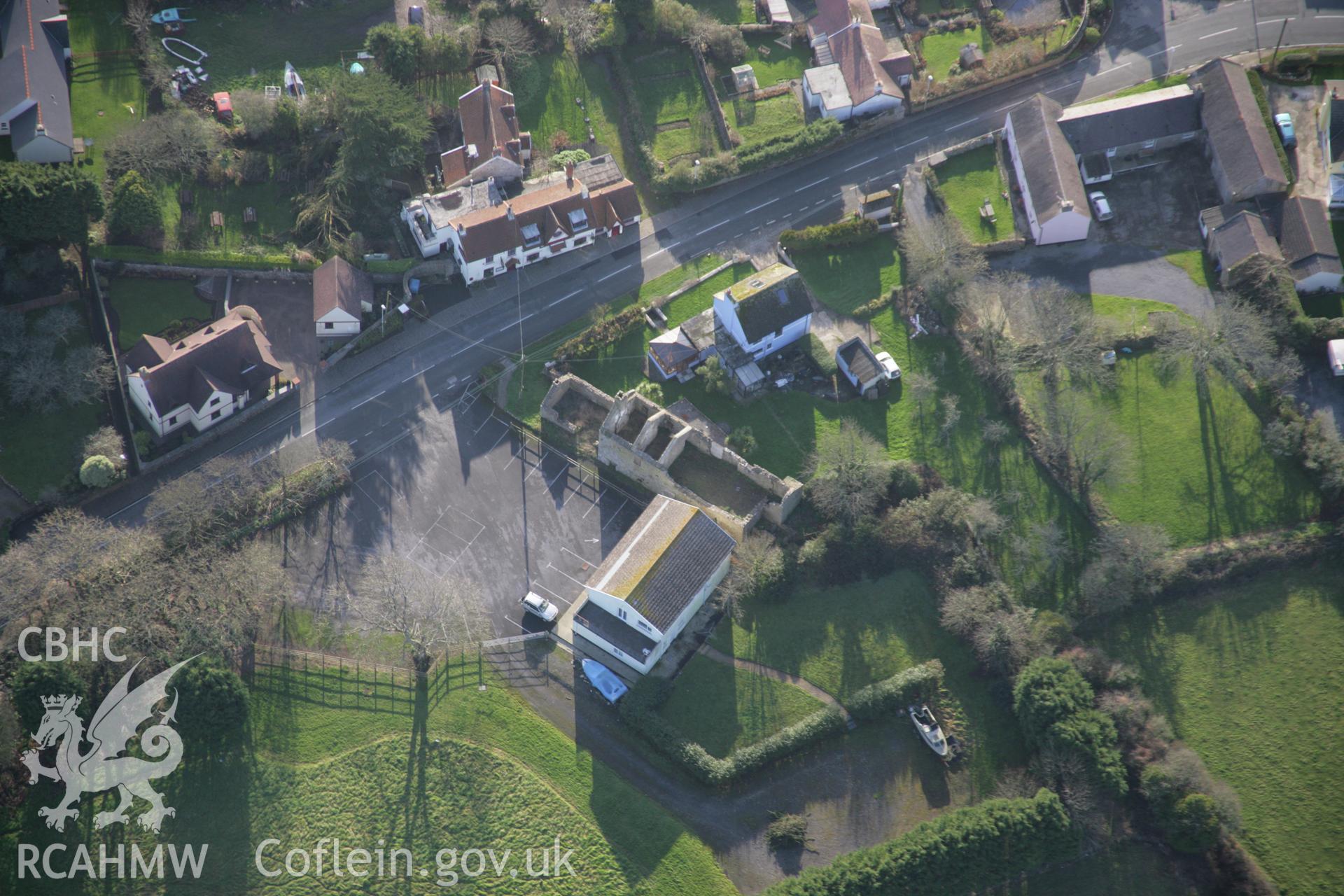 RCAHMW colour oblique aerial photograph of The Old Palace, Lydstep, from the north. Taken on 11 January 2006 by Toby Driver.