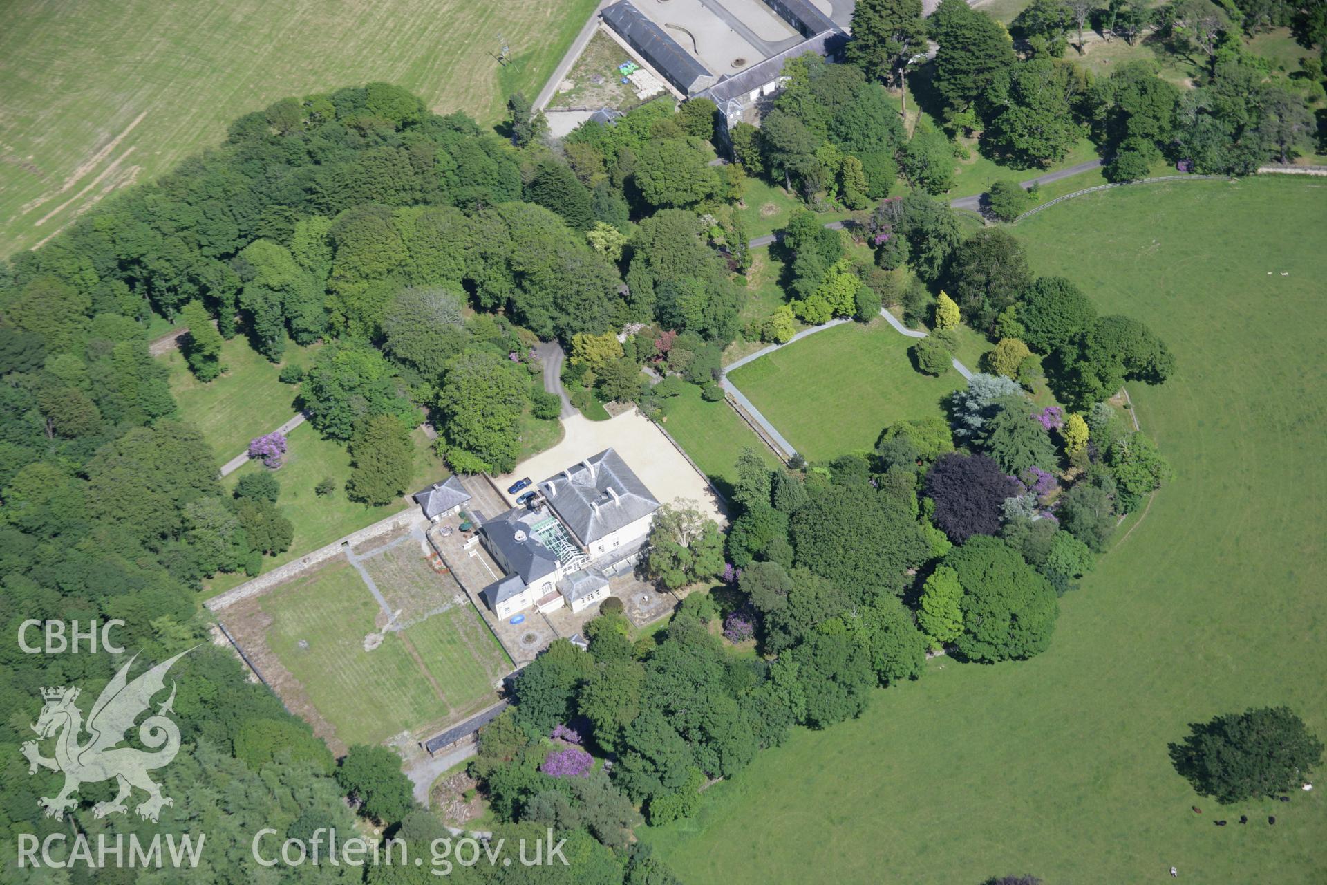 RCAHMW colour oblique aerial photograph of Broome or Broom Hall from the west. Taken on 14 June 2006 by Toby Driver.