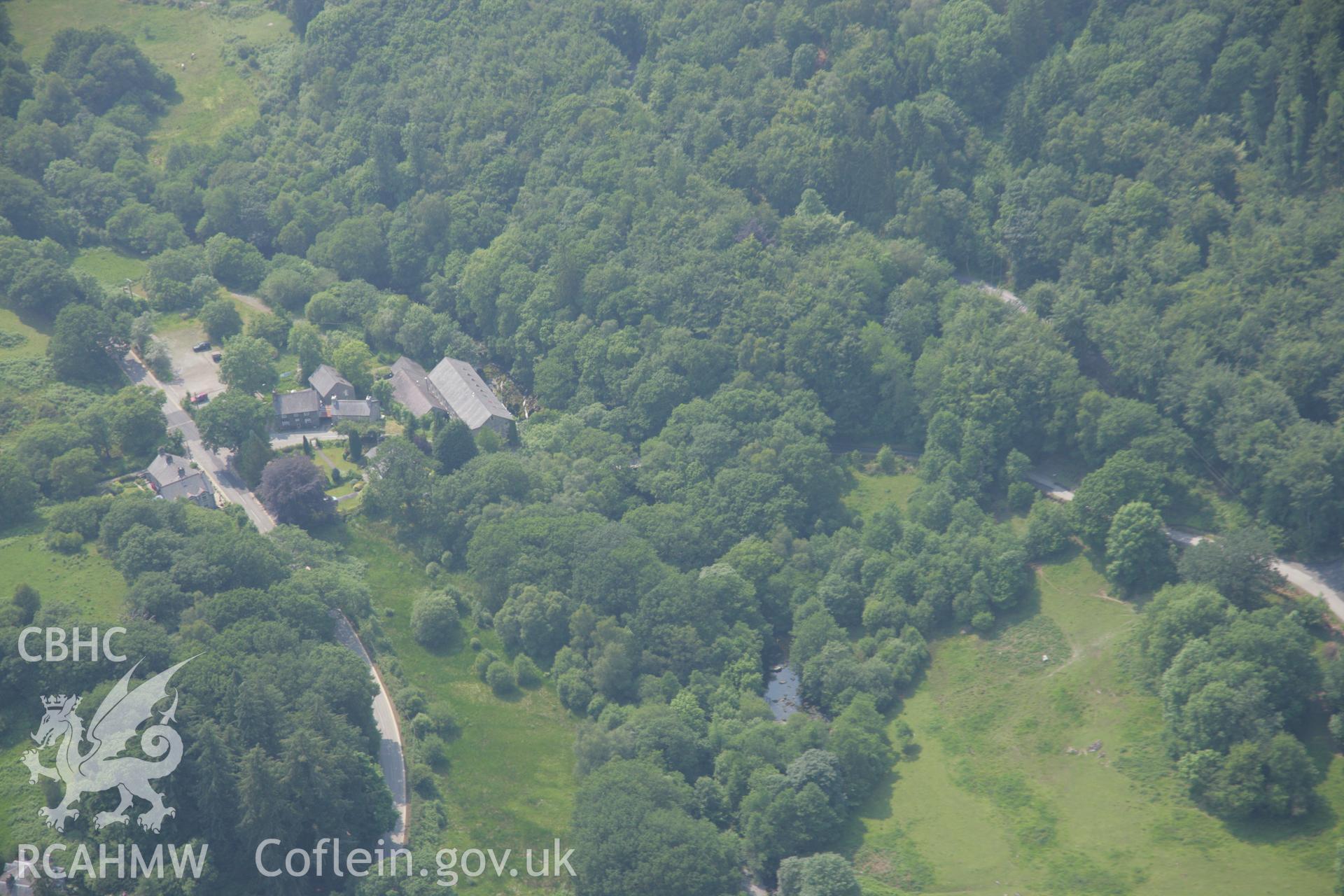 RCAHMW colour oblique aerial photograph of Roman Bridge Remains. Taken on 04 July 2006 by Toby Driver.