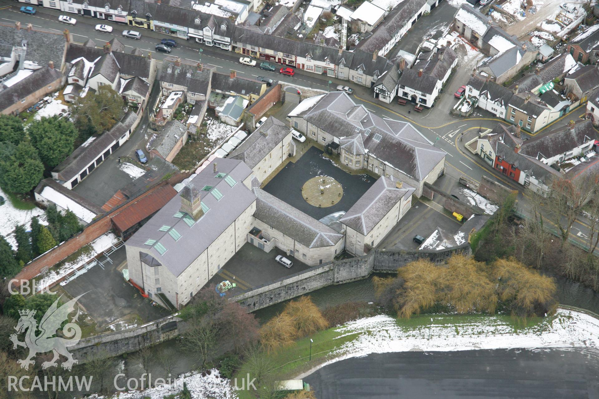 RCAHMW colour oblique aerial photograph of Ruthin County Gaol from the north-west. Taken on 06 March 2006 by Toby Driver.