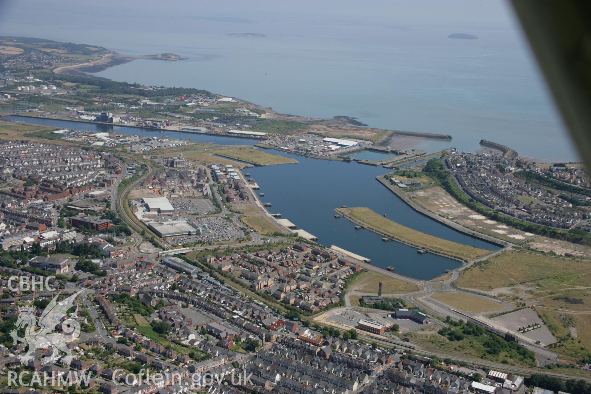 RCAHMW colour oblique aerial photograph of Barry Docks. Taken on 24 July 2006 by Toby Driver.