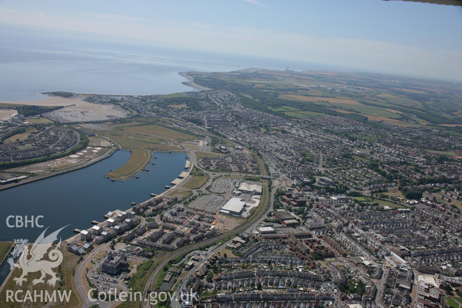 RCAHMW colour oblique aerial photograph of Barry Docks. Taken on 24 July 2006 by Toby Driver.