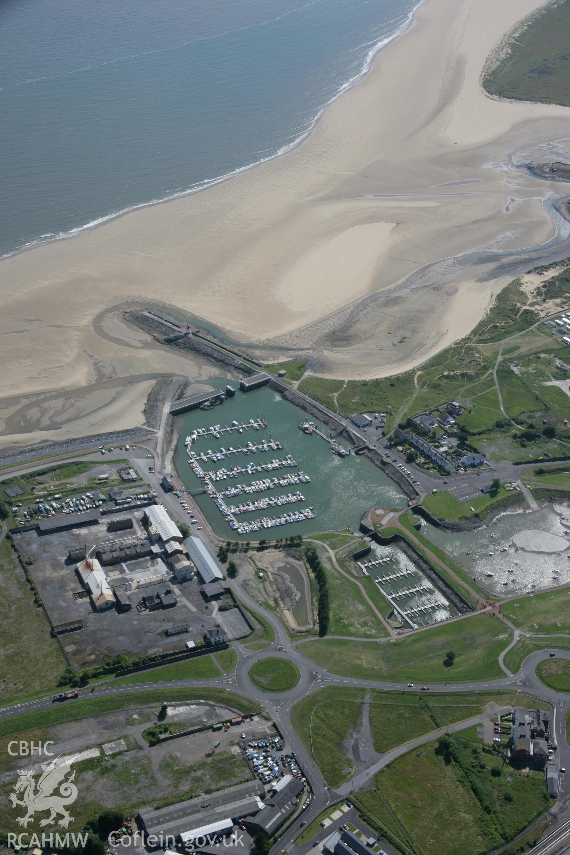 RCAHMW colour oblique aerial photograph of Burry Port Docks. Taken on 11 July 2006 by Toby Driver.