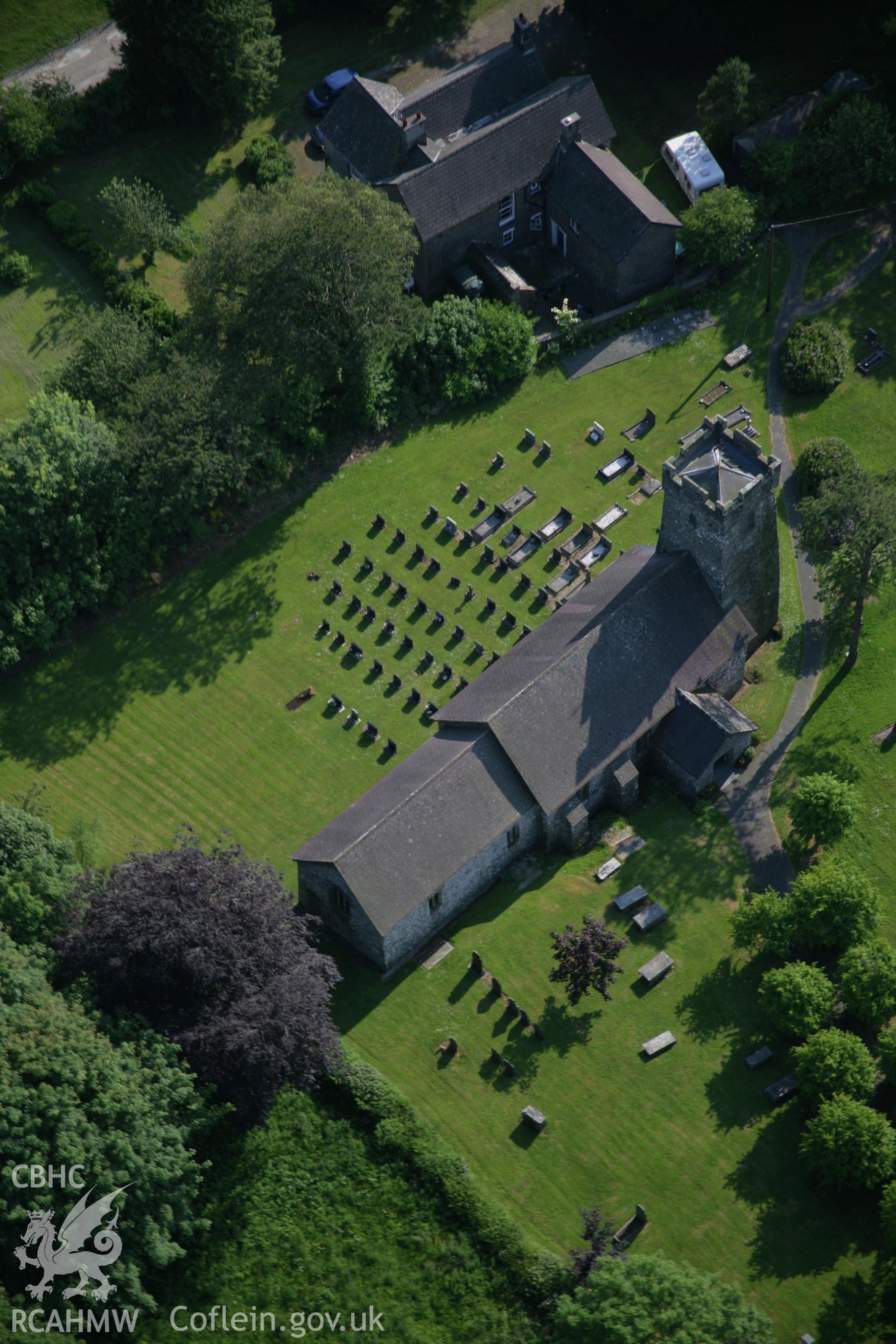 RCAHMW colour oblique aerial photograph of Wiston Parish Church from the north-east. Taken on 08 June 2006 by Toby Driver.